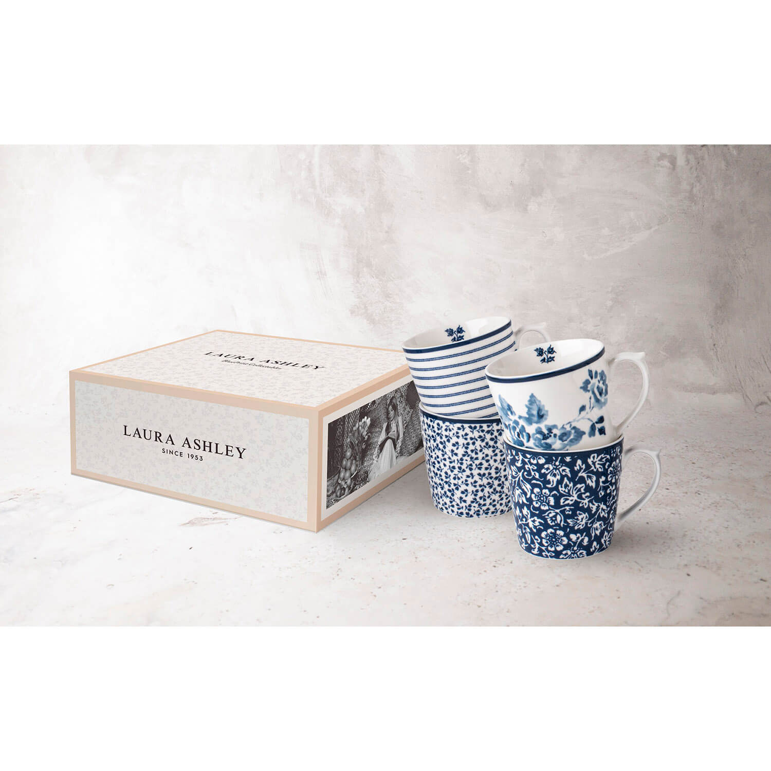 Laura Ashley Blueprint Collectables Set of 4 Mugs - 30cl - Multi 5 Shaws Department Stores