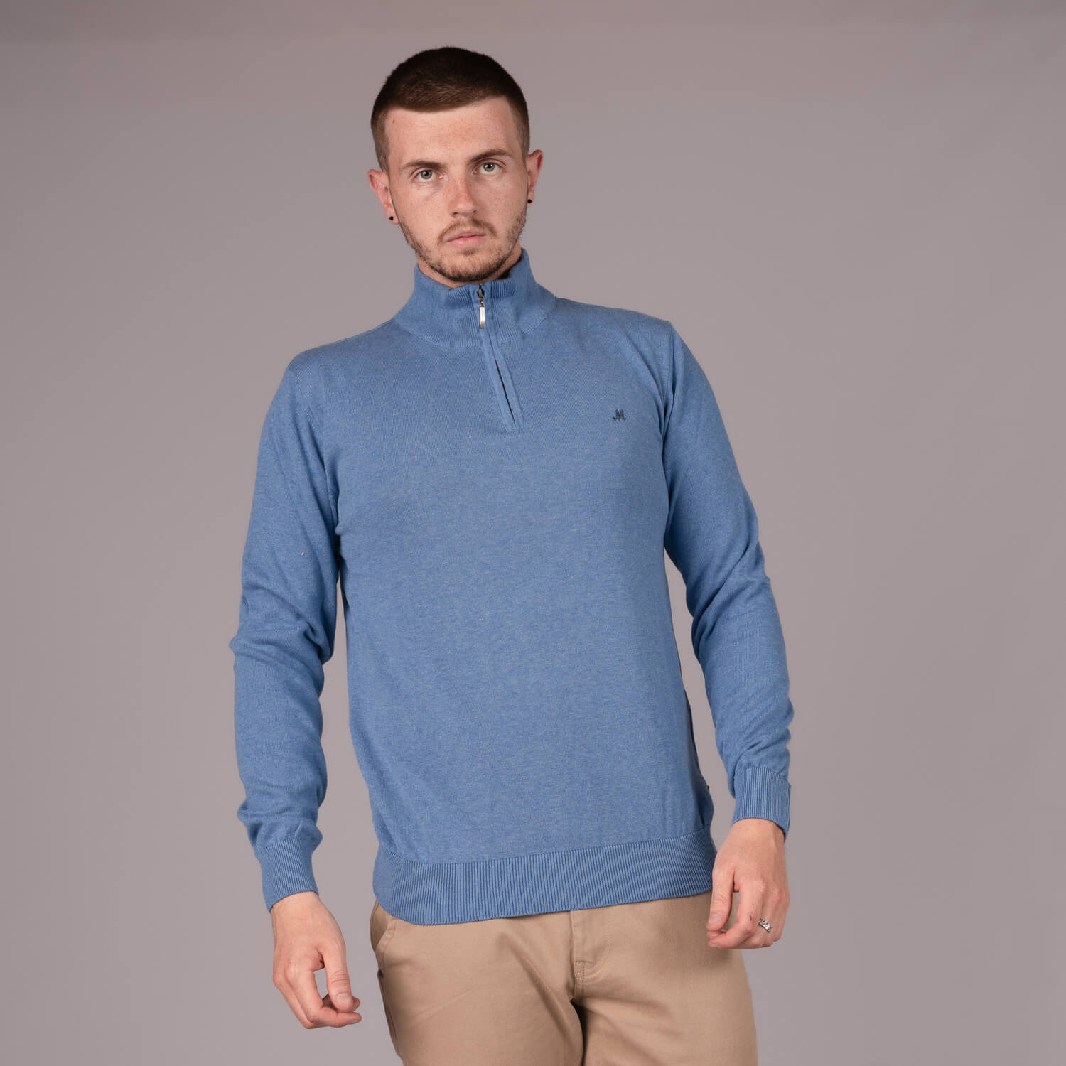 Mineral Altis 1/4 Zip Knit - Blue 1 Shaws Department Stores