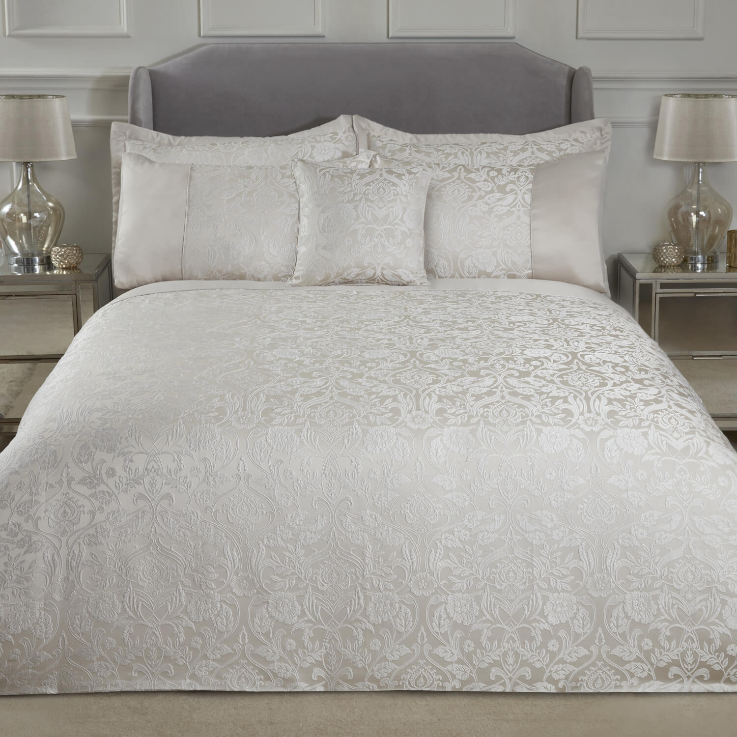 Maison By Emma Barclay Embellished Jacquard Duvet Set - Cream 2 Shaws Department Stores