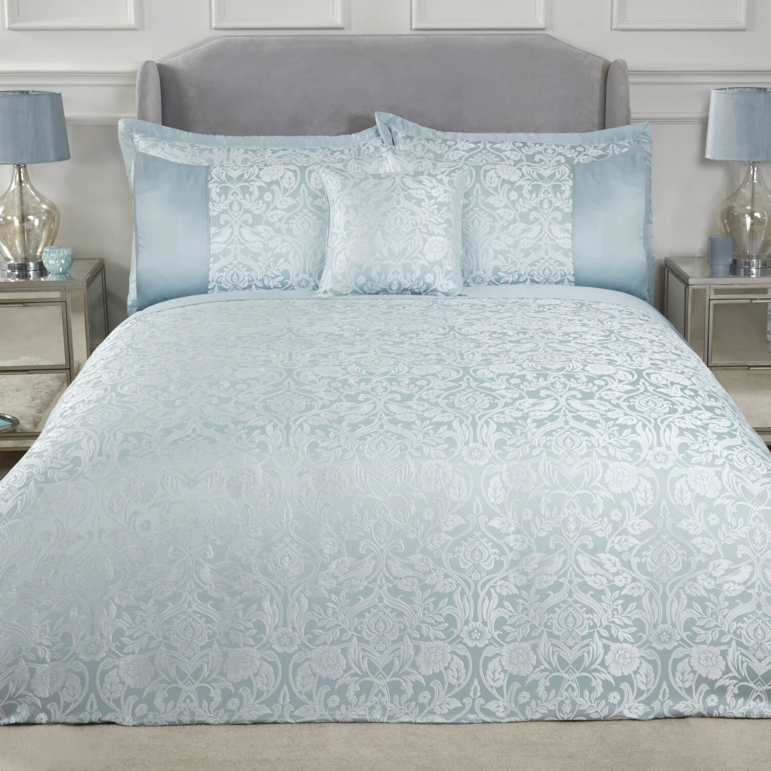 Maison By Emma Barclay Embellished Jacquard Duvet Set - Duck Egg 2 Shaws Department Stores