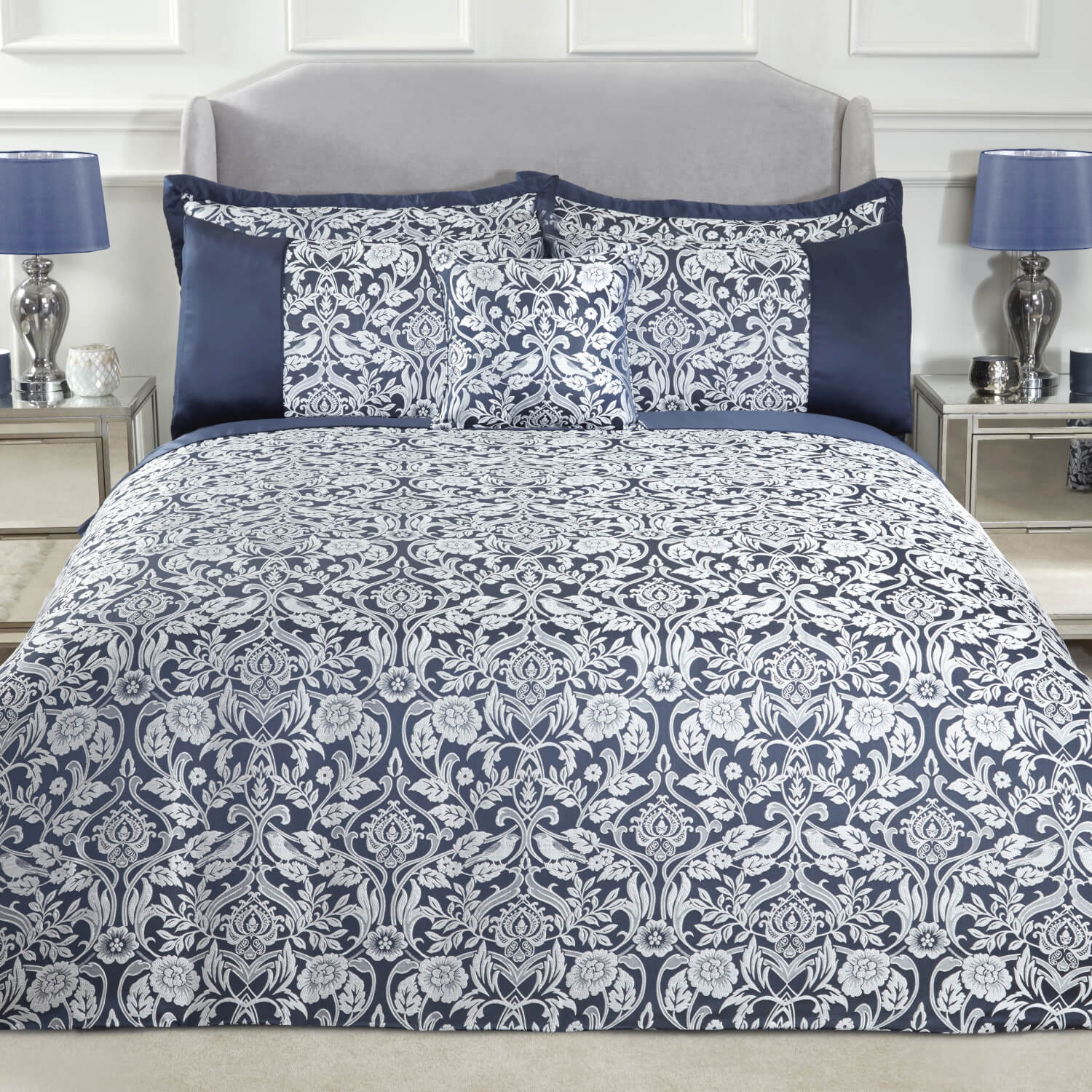 Maison By Emma Barclay Embellished Jacquard Duvet Set - Navy 2 Shaws Department Stores