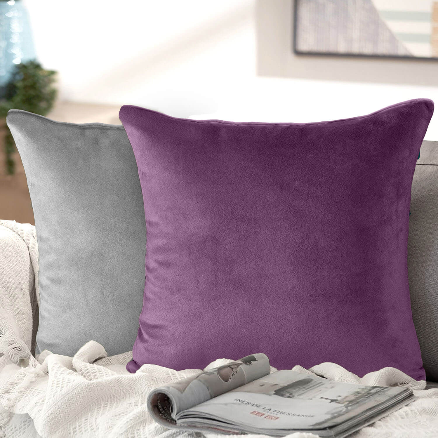 Luna Velvet Cushion Mauve/Silver – Shaws