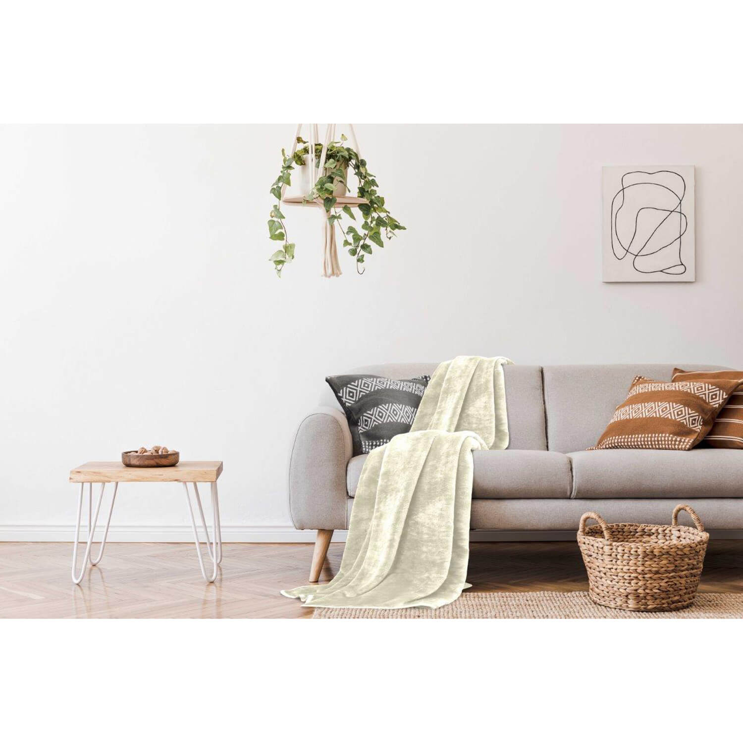 The Home Bedroom Faux Mink Fur Throw - Cream - 200x240 1 Shaws Department Stores