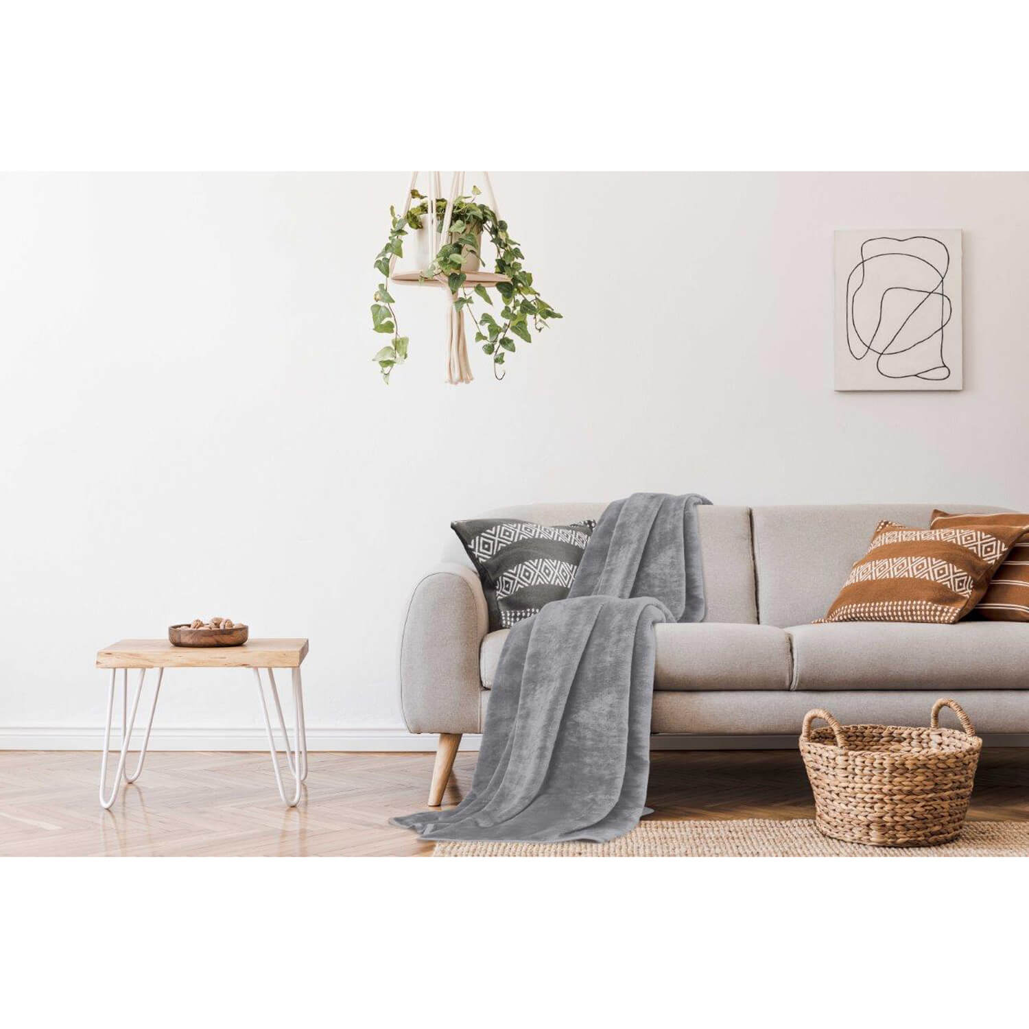 The Home Bedroom Faux Mink Fur Throw - Silver - 200x240 1 Shaws Department Stores