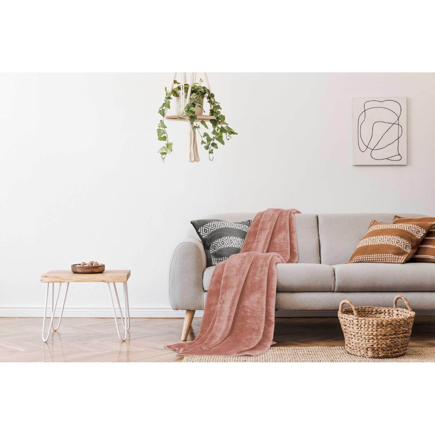 The Home Bedroom Faux Mink Fur Throw - Blush Pink - 200x240 1 Shaws Department Stores