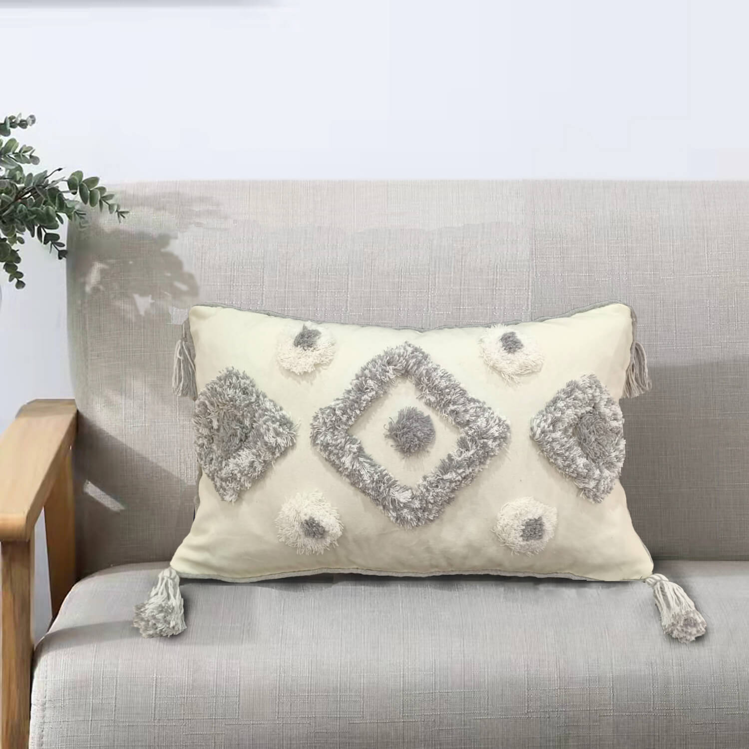 The Home Collection Oslo Tufted Boudoir Cushion - Grey 1 Shaws Department Stores