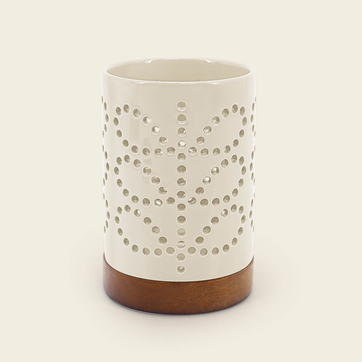 Orla Kiely Ceramic Candle Holder - Linear Stem Cream 1 Shaws Department Stores