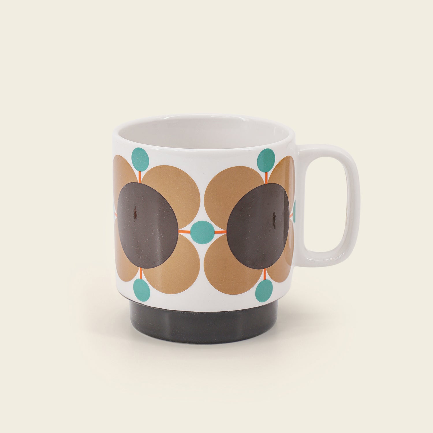 Orla Kiely Set 2 Mugs - Atomic Flower Jewel/Latte 3 Shaws Department Stores