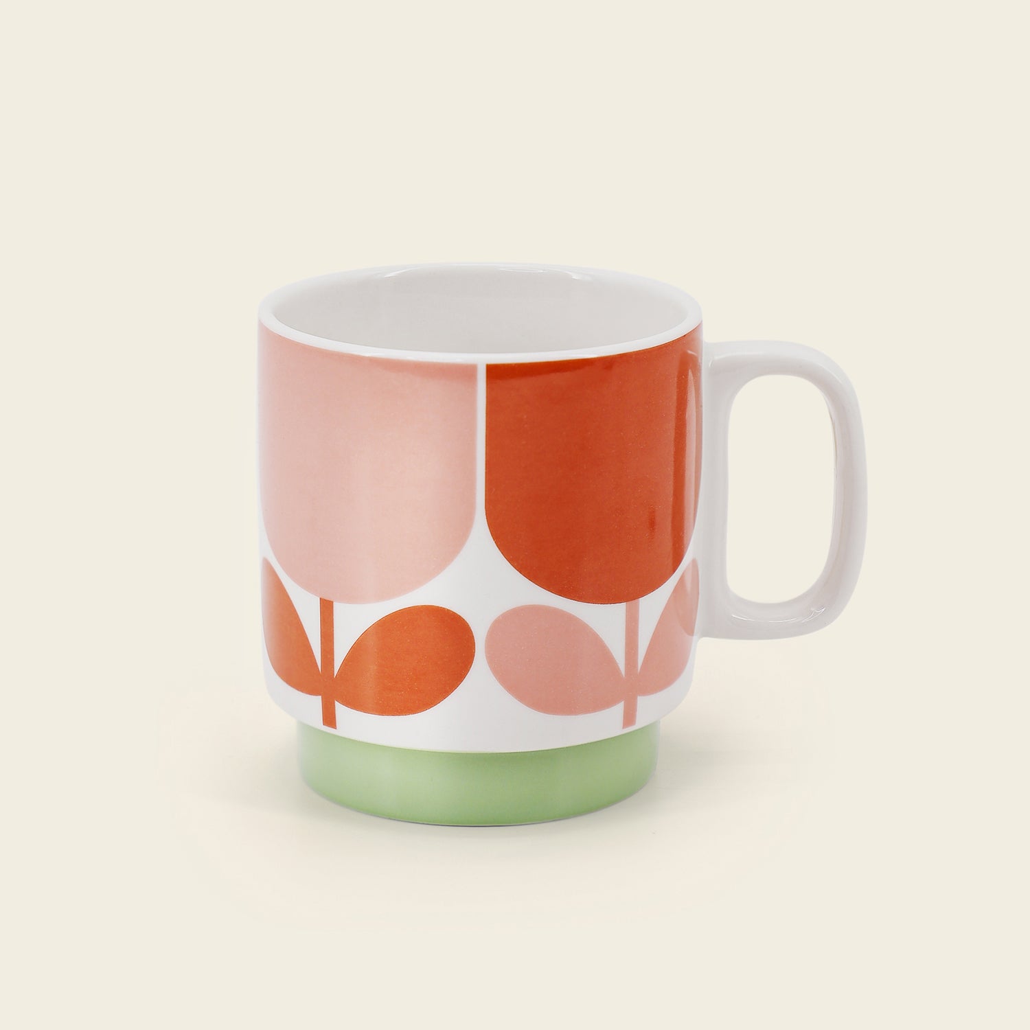 Orla Kiely Set of 2 Mugs - Block Flower Tomato/Fern 3 Shaws Department Stores