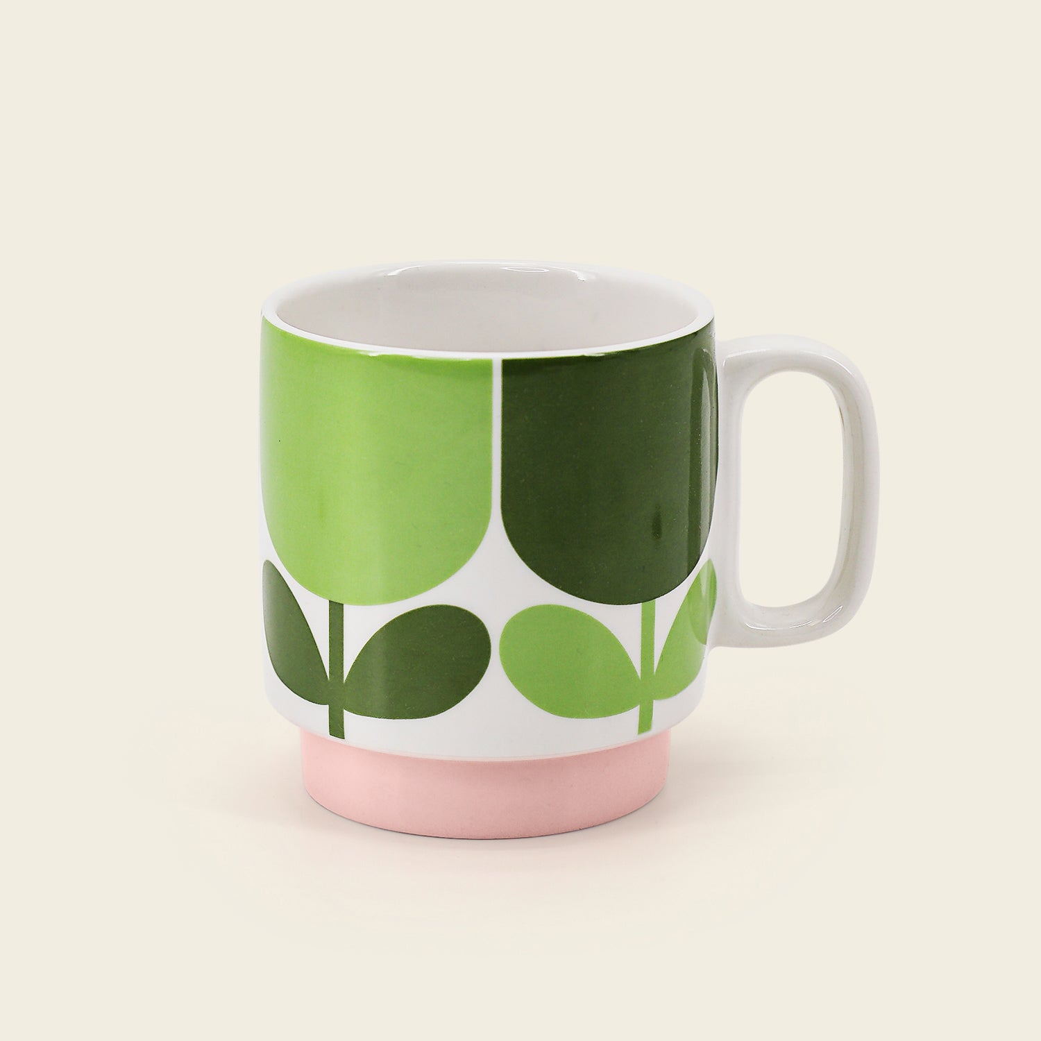 Orla Kiely Set of 2 Mugs - Block Flower Tomato/Fern 2 Shaws Department Stores