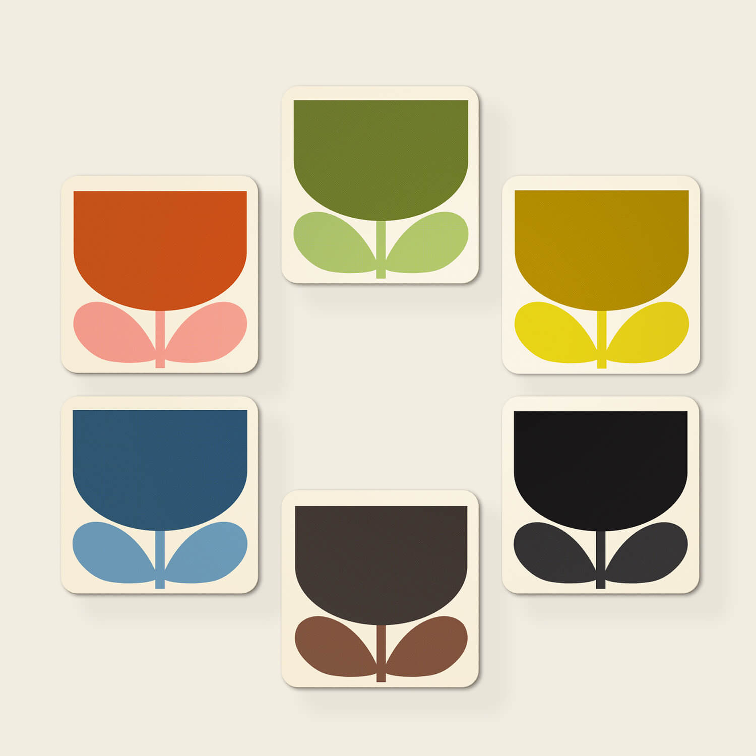 Orla Kiely Set of 6 Coasters - Block Flower 1 Shaws Department Stores