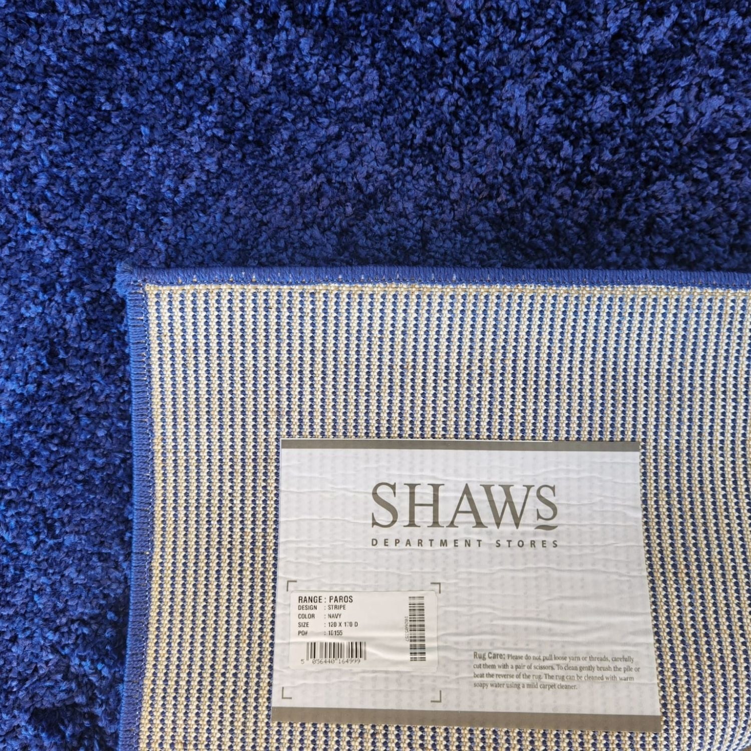 The Rug House Paros Plain Shaggy Rug - Navy 2 Shaws Department Stores