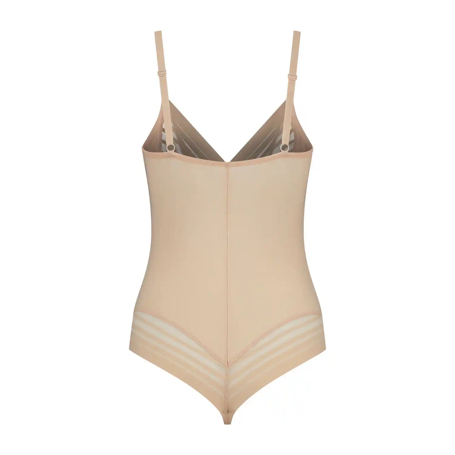 Bye Bra Powermesh Bodysuit Thong Back - Beige 2 Shaws Department Stores