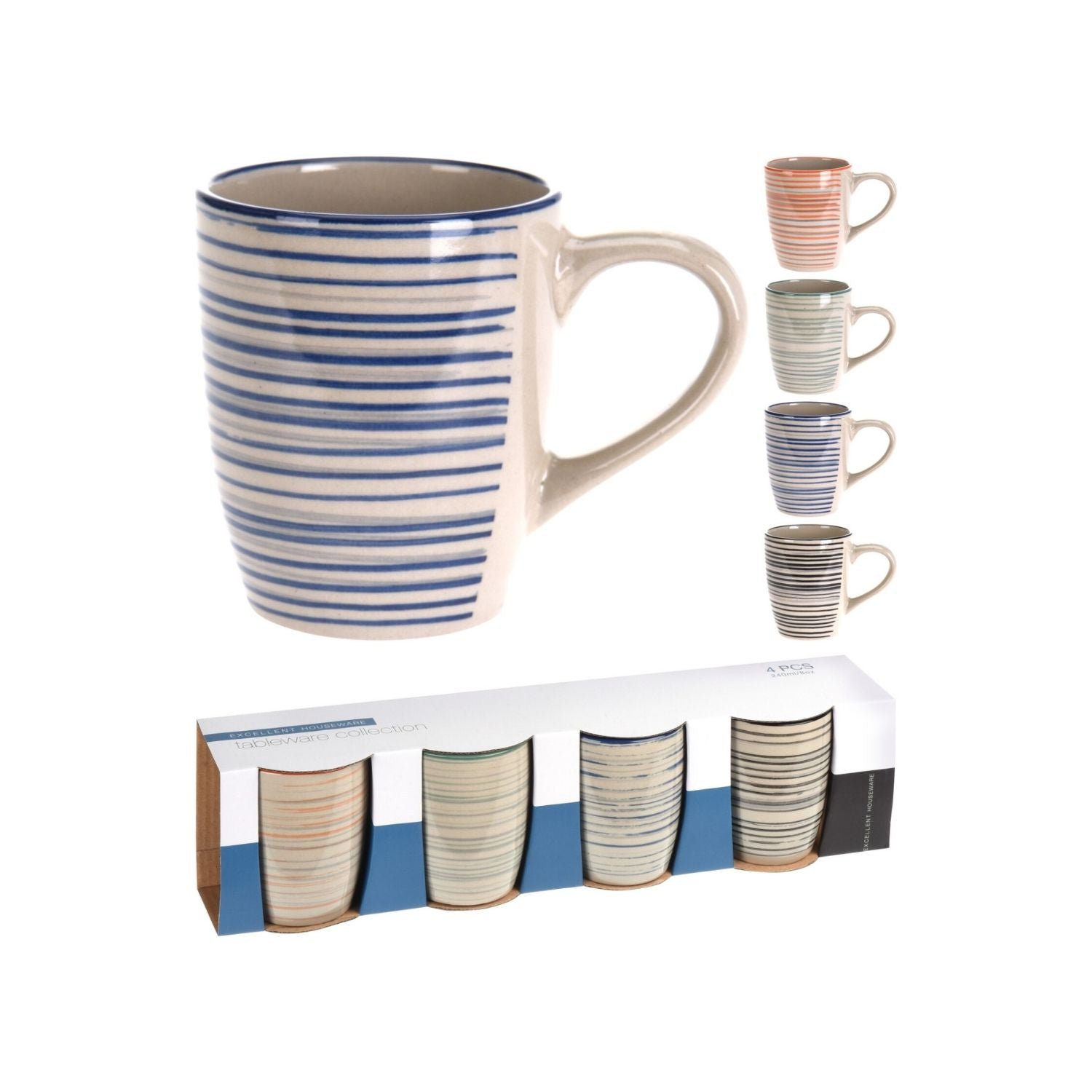 The Home Kitchen Stoneware Mug Set of 4 - 240ML 1 Shaws Department Stores