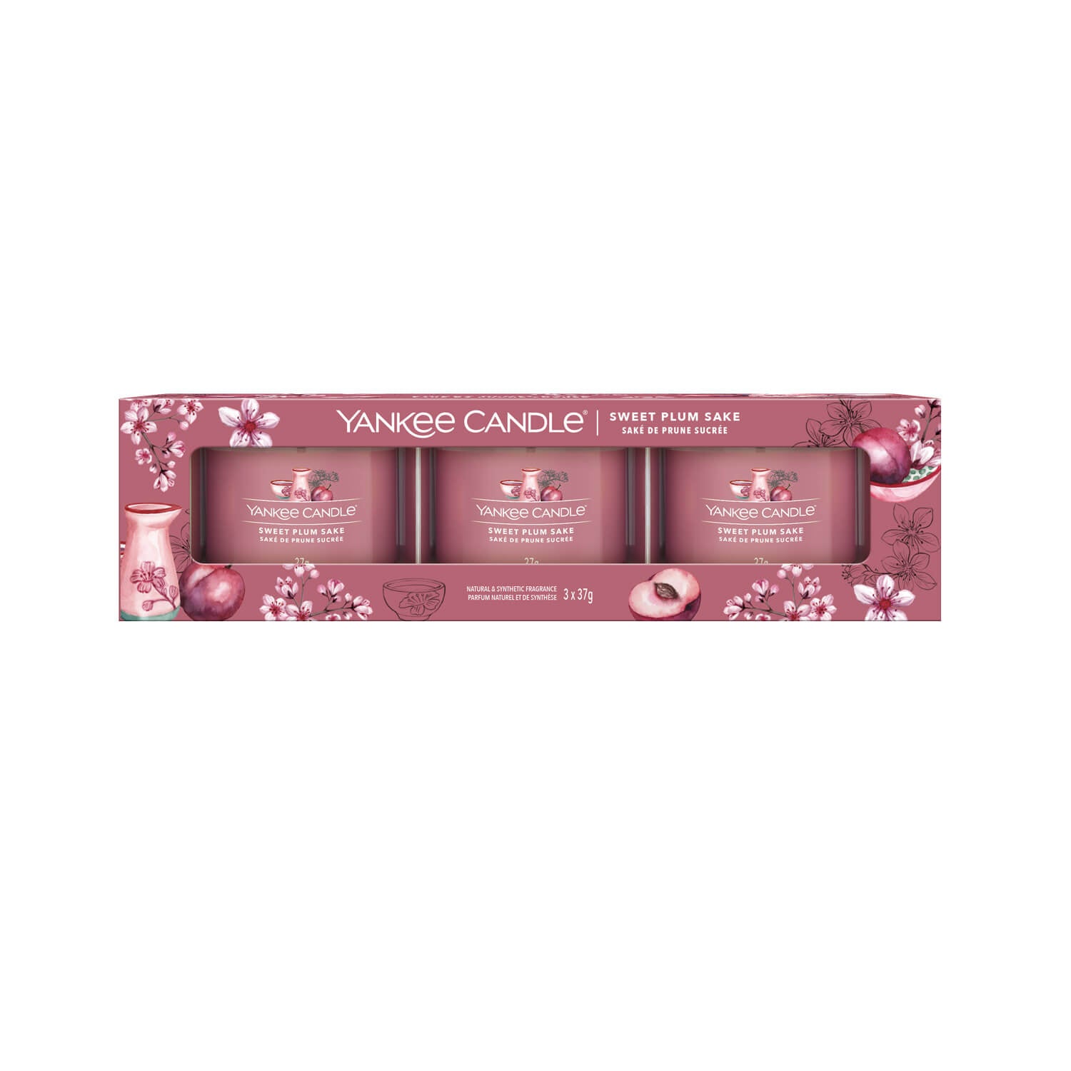 Yankee Candle Sweet Plum Sake - 3 pack votive set 2 Shaws Department Stores