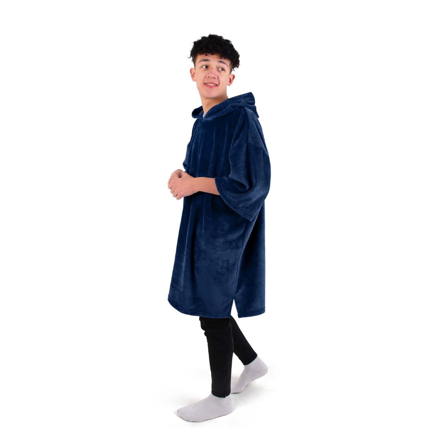 The Home Bedroom Light Robe Short Sleeved - Navy 1 Shaws Department Stores