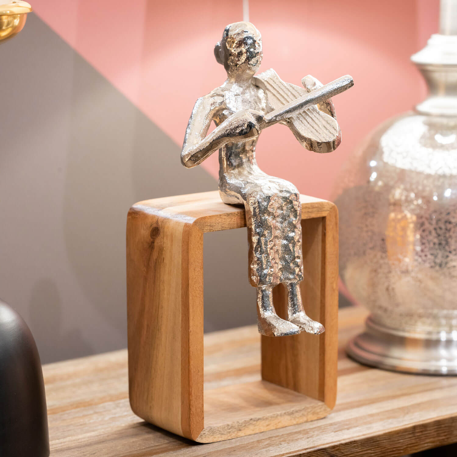 Tara Lane Sitting Musician Violin - Silver 2 Shaws Department Stores