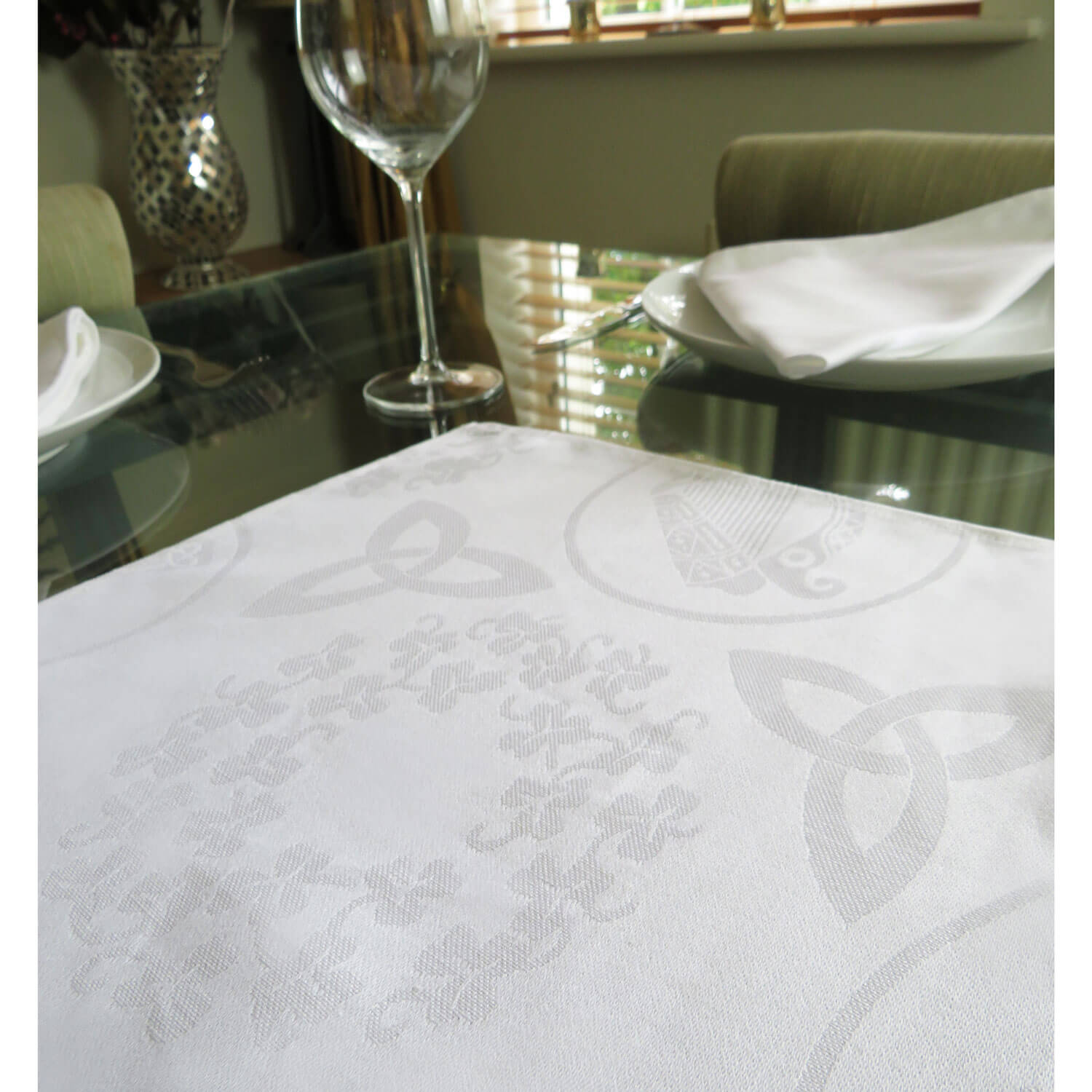 Samuel Lamont Easy care Damask Tablecloth - White - 70x90inches 3 Shaws Department Stores