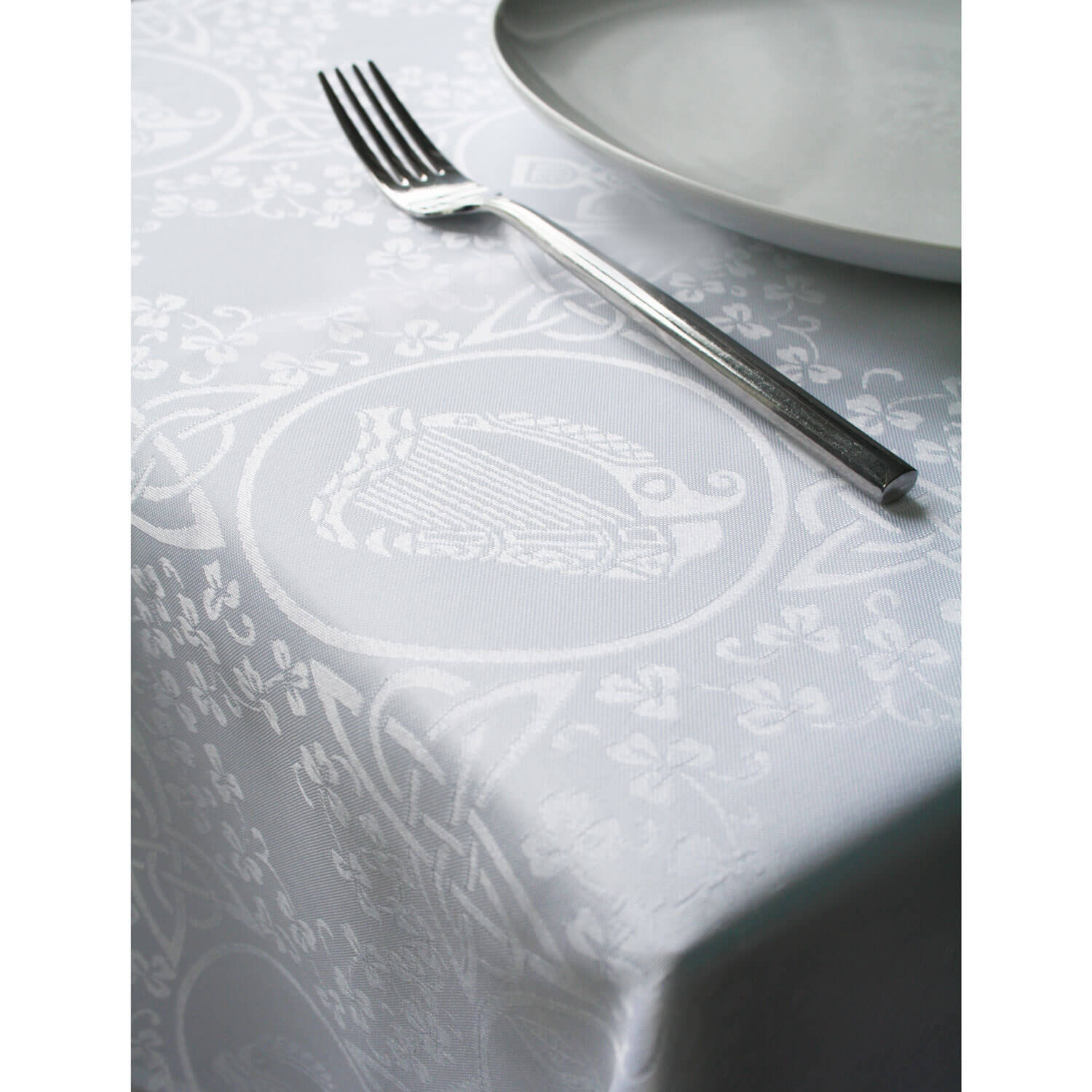 Samuel Lamont Easy care Damask Tablecloth - White - 70x90inches 1 Shaws Department Stores