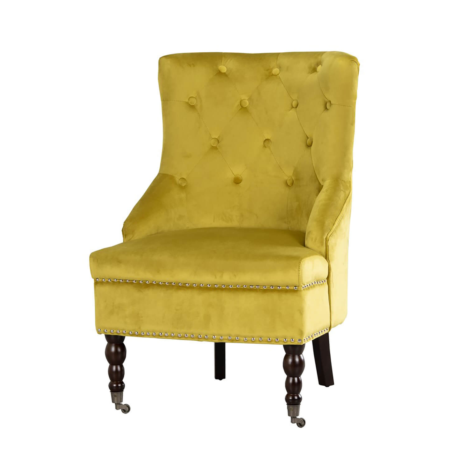 Tara Lane Velvet Torino Accent Chair - Mustard 1 Shaws Department Stores