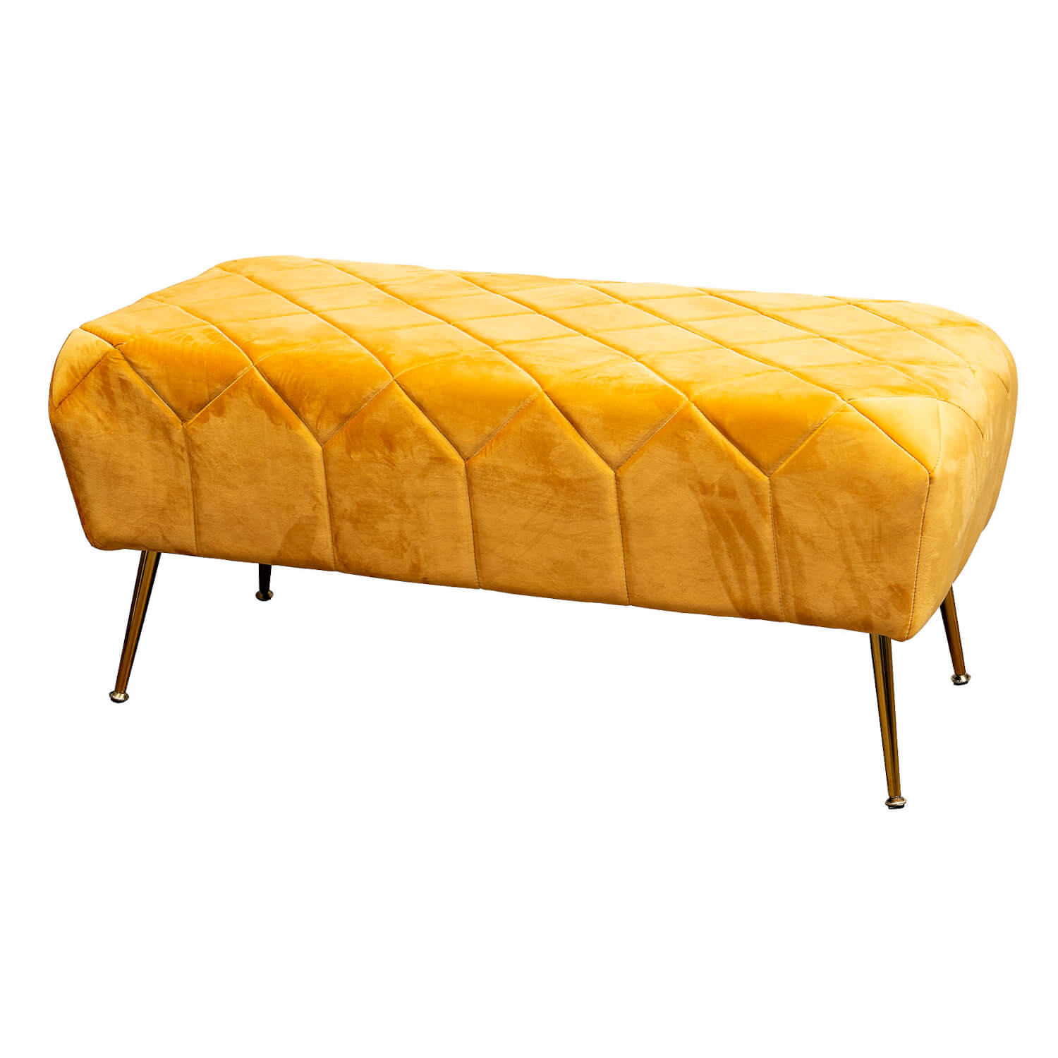 The Grange Velvet Bench - Mustard 1 Shaws Department Stores