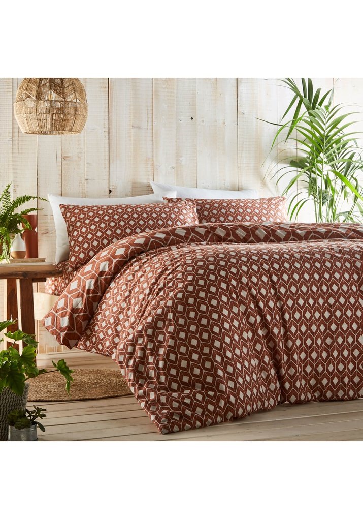 The Home Bedroom Chevron Duvet Set - Terracotta 3 Shaws Department Stores