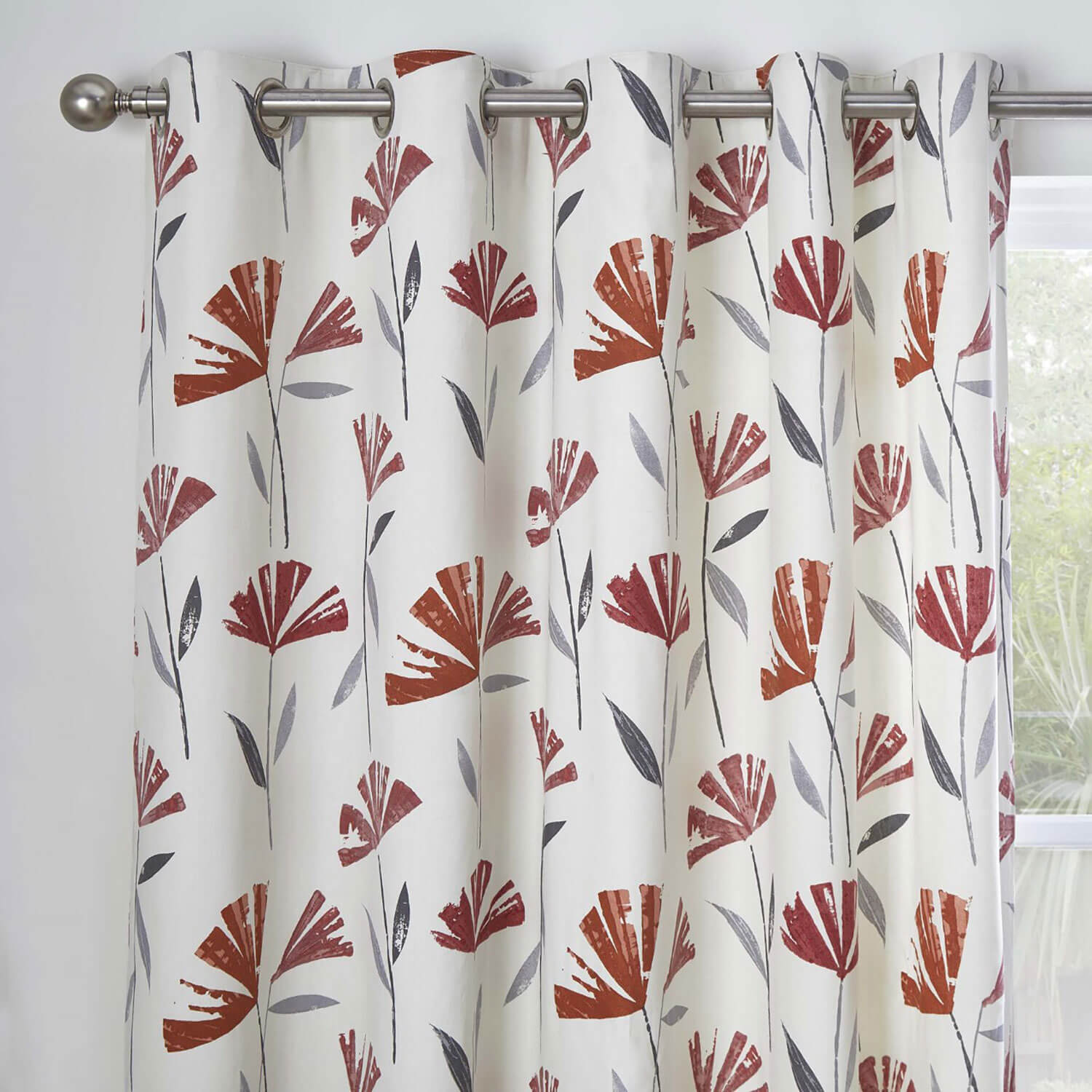 The Home Bedroom Dacey Eyelet Curtains - Red 2 Shaws Department Stores