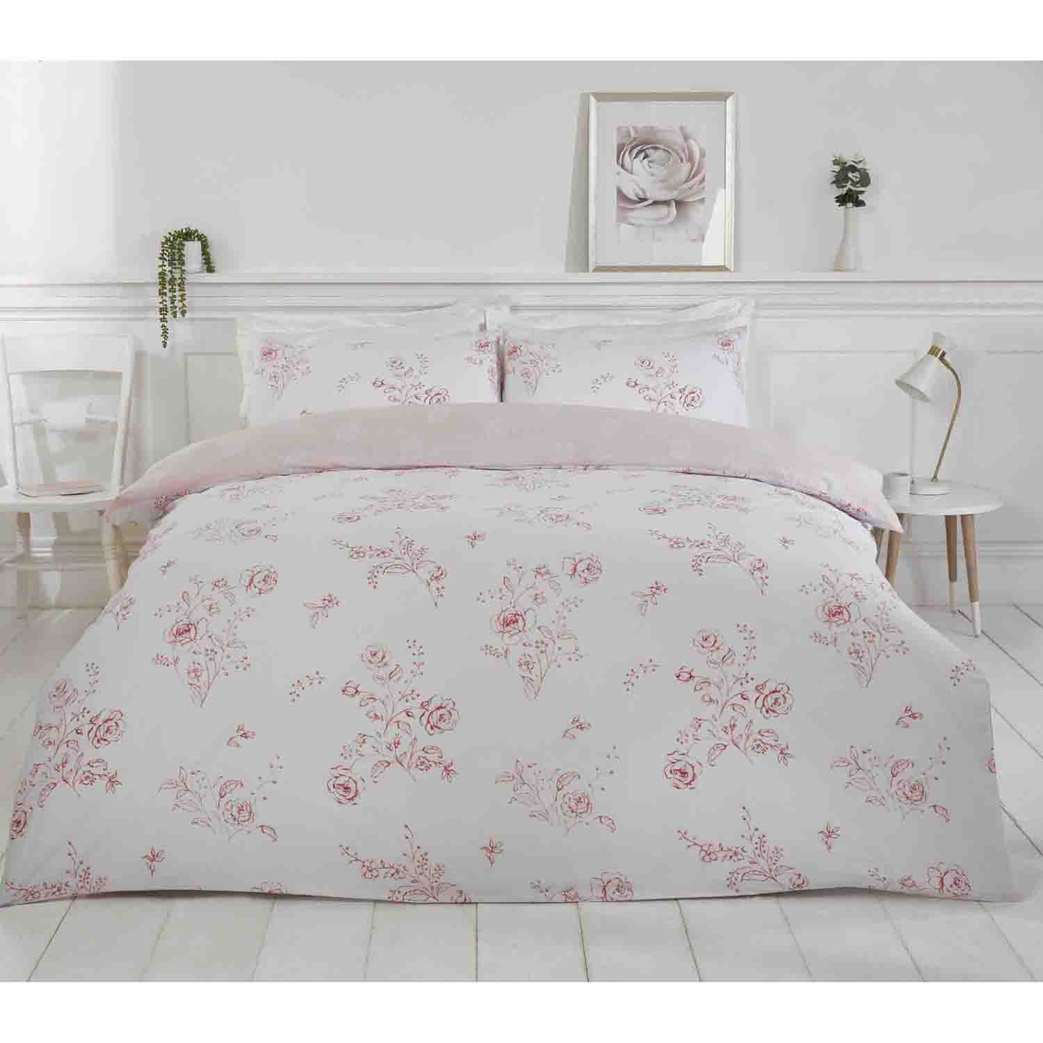 The Home Collection Sadie Duvet Cover Set - Rose 1 Shaws Department Stores