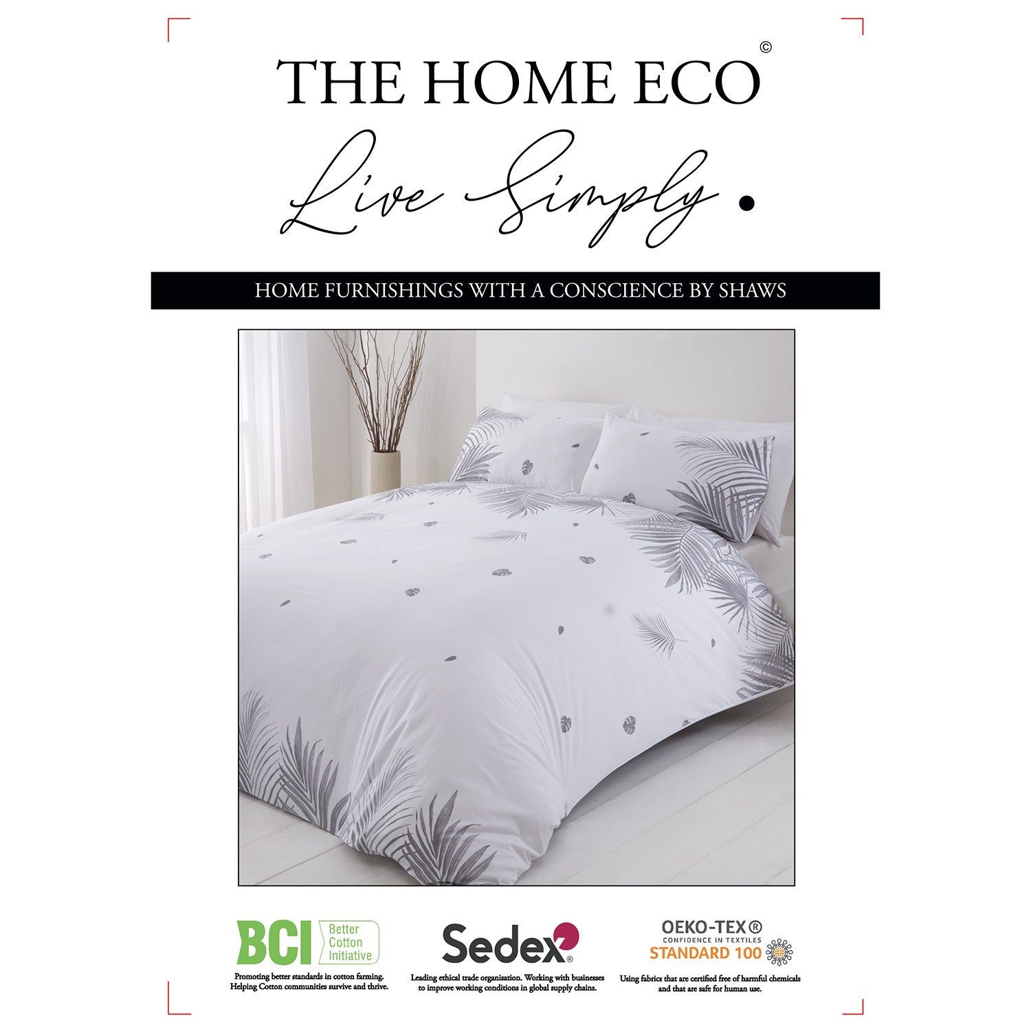 The Home Eco Tropics Duvet Cover Set - Grey 2 Shaws Department Stores