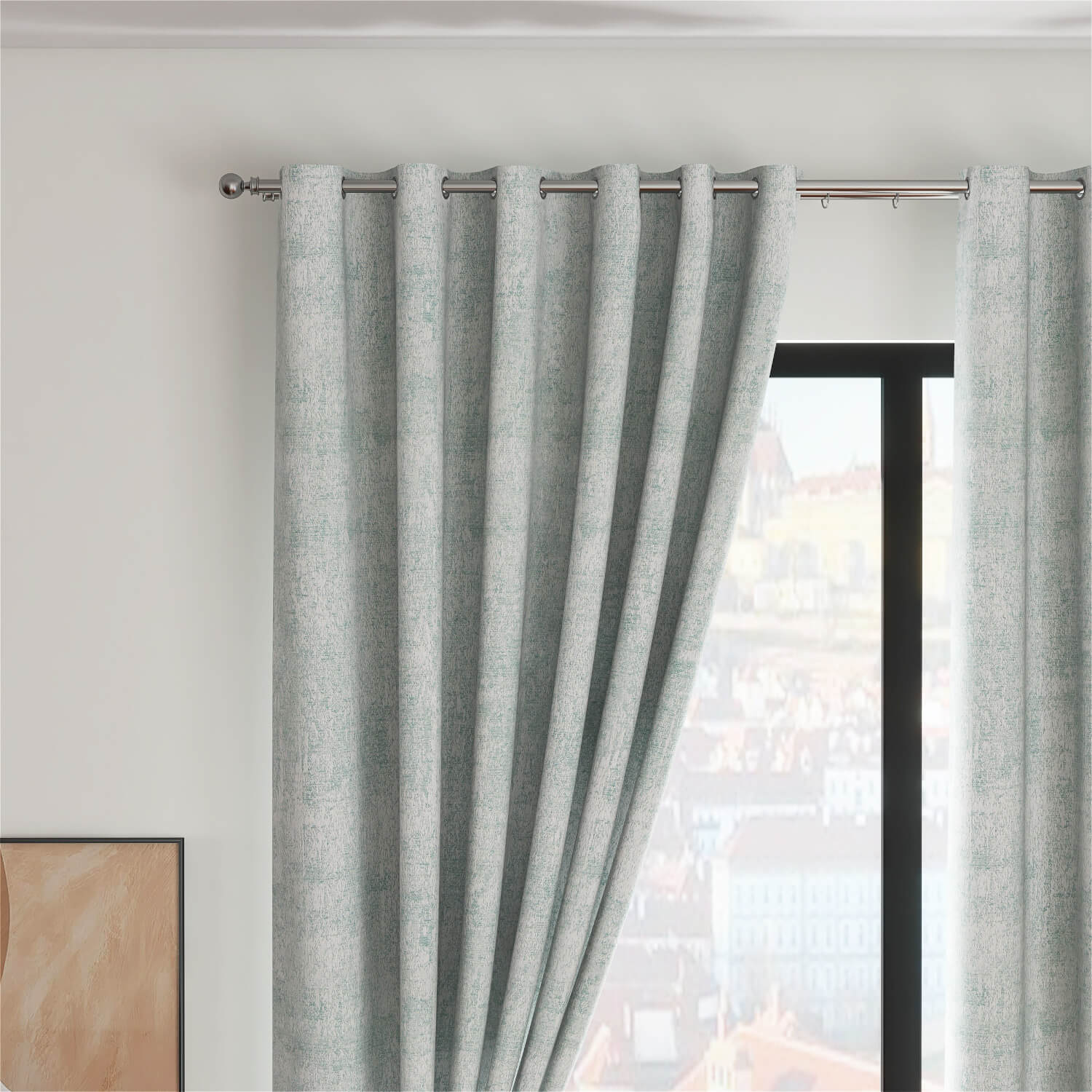 The Home Living Room Fiesta Ring Top Curtains - Duck Egg 2 Shaws Department Stores