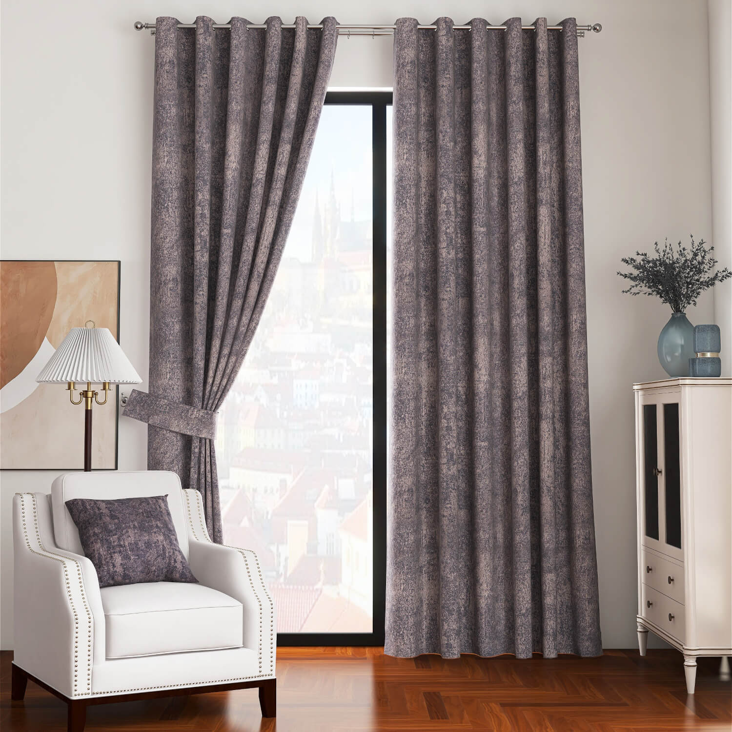 The Home Fiesta Curtains 132 x 90 - Graphite 1 Shaws Department Stores