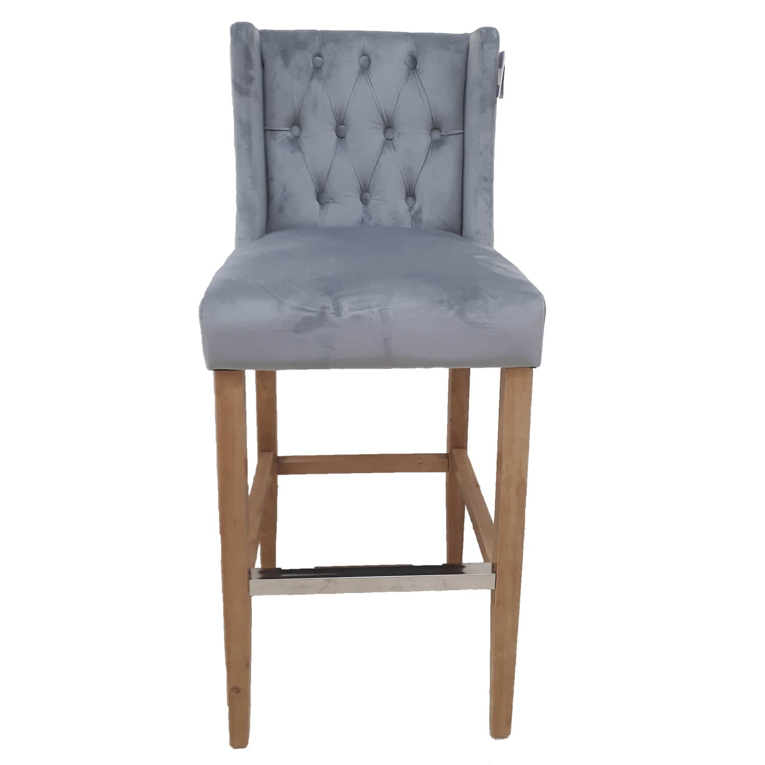 The Home Kitchen Velvet Barstool - Grey 1 Shaws Department Stores