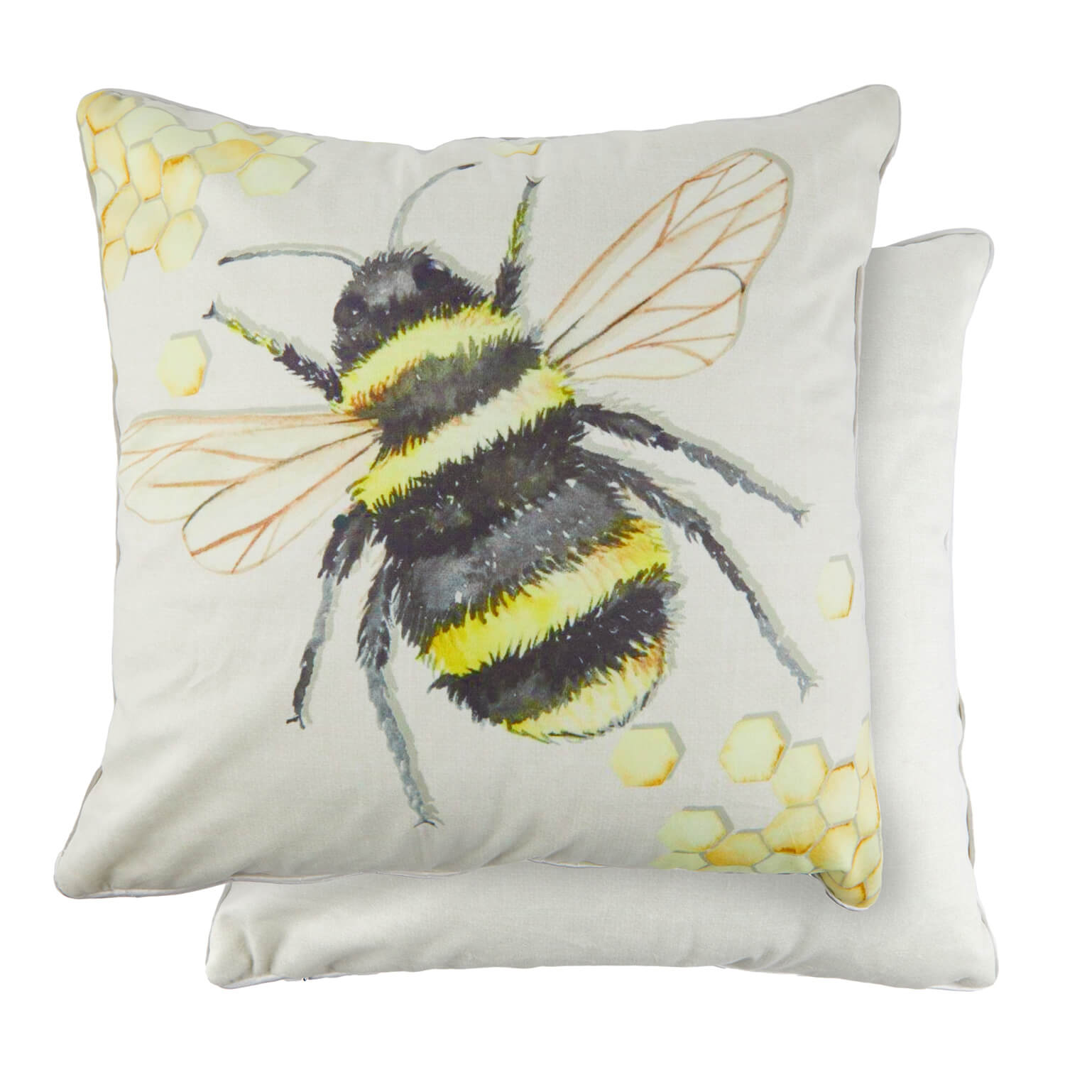 The Home Watercolour Animals Velvet Cushion 17" x 17" - Bee Print 2 Shaws Department Stores