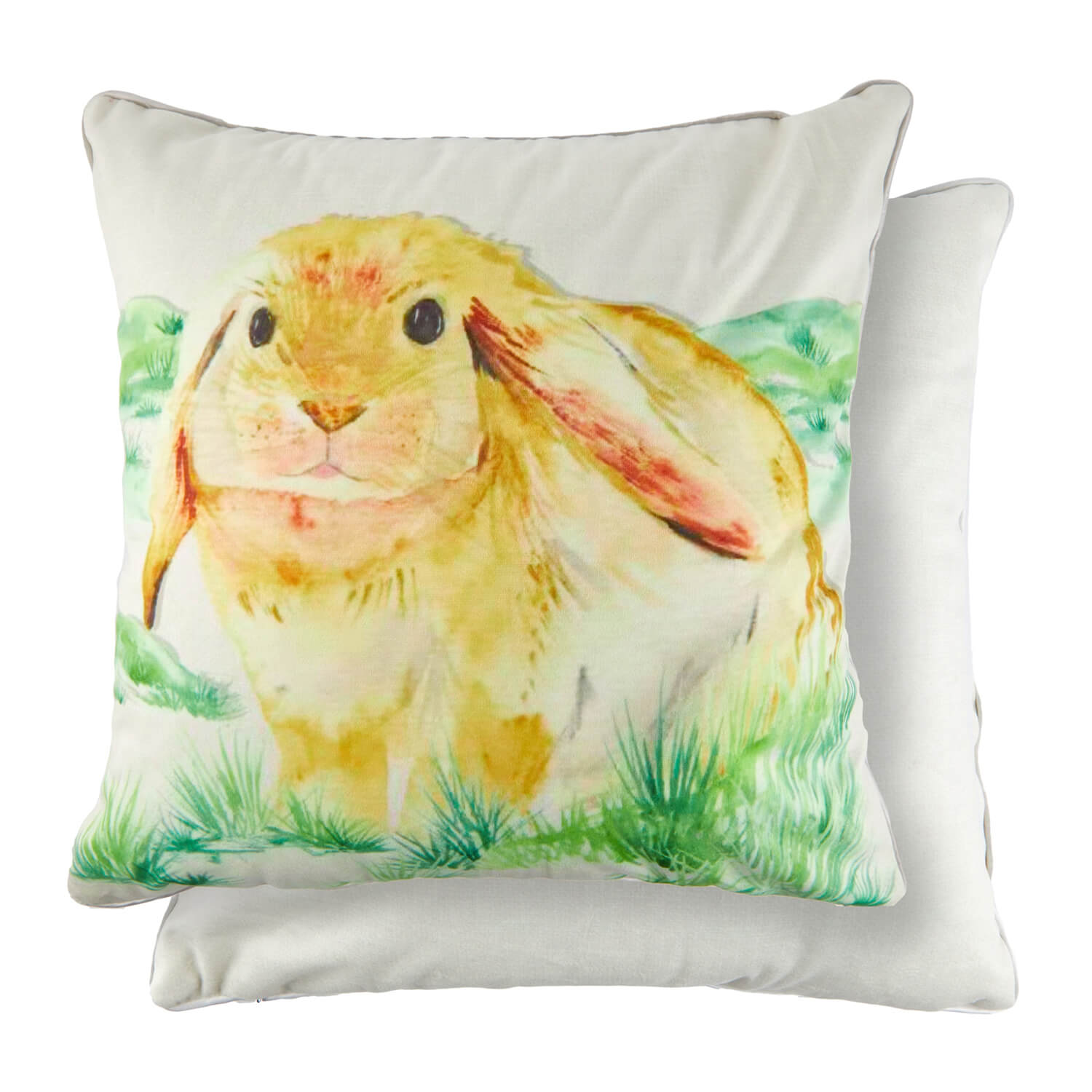 The Home Collection Watercolour Animals Velvet Cushion 17" x 17" - Rabbit Print 2 Shaws Department Stores