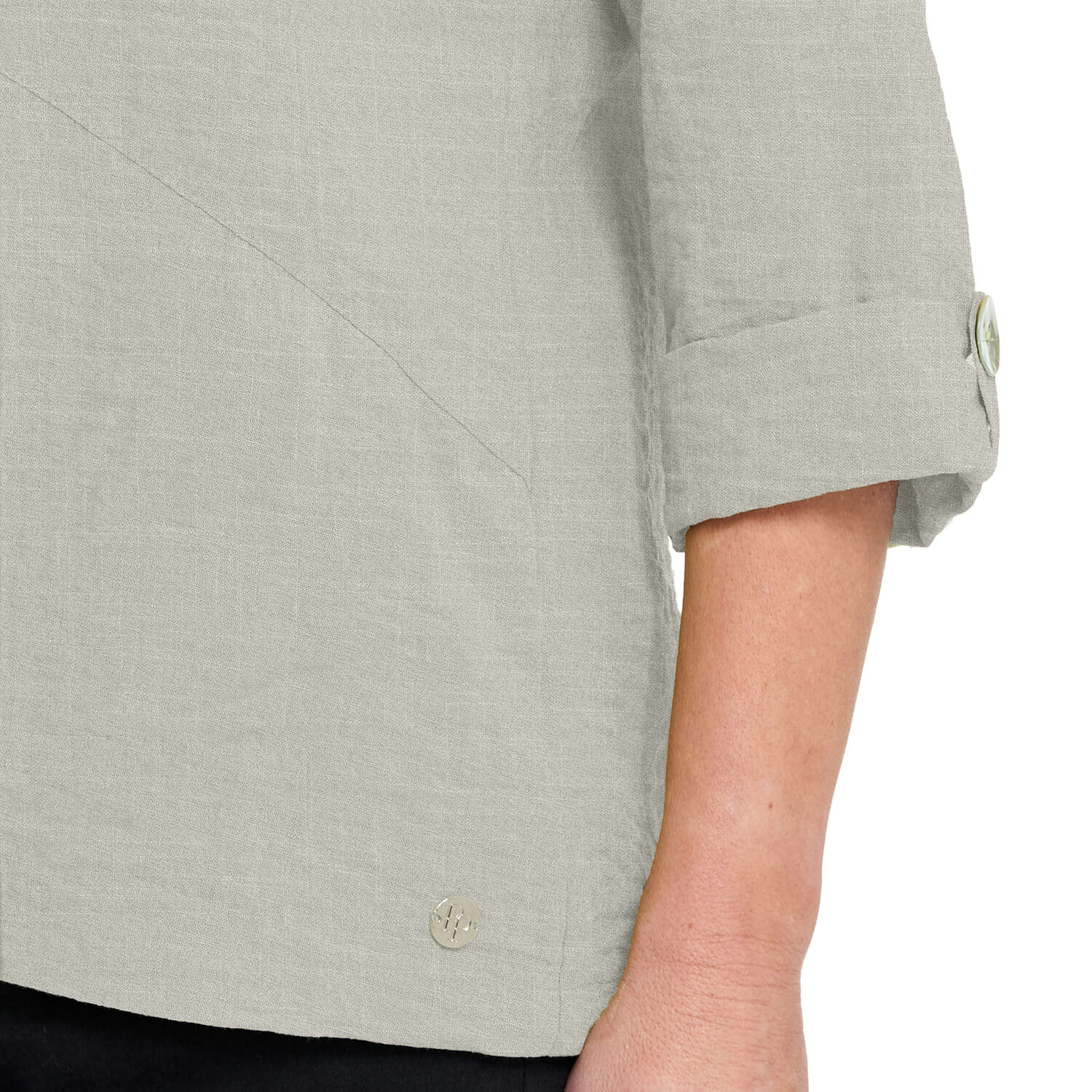 Penny Plain Asymmetric Hem Salt & Pepper Top 4 Shaws Department Stores
