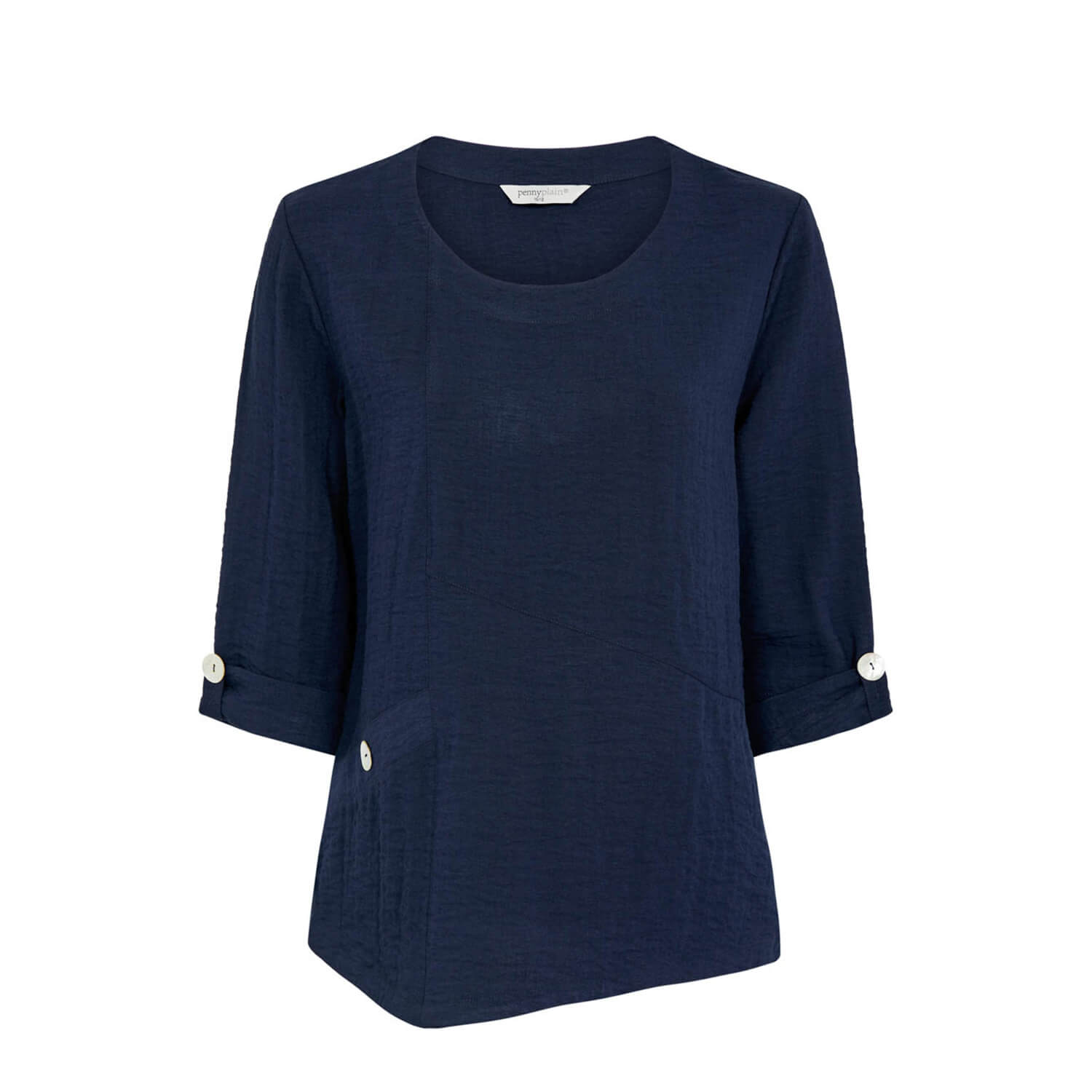 Penny Plain Asymmetric Hem Top - French Navy 1 Shaws Department Stores