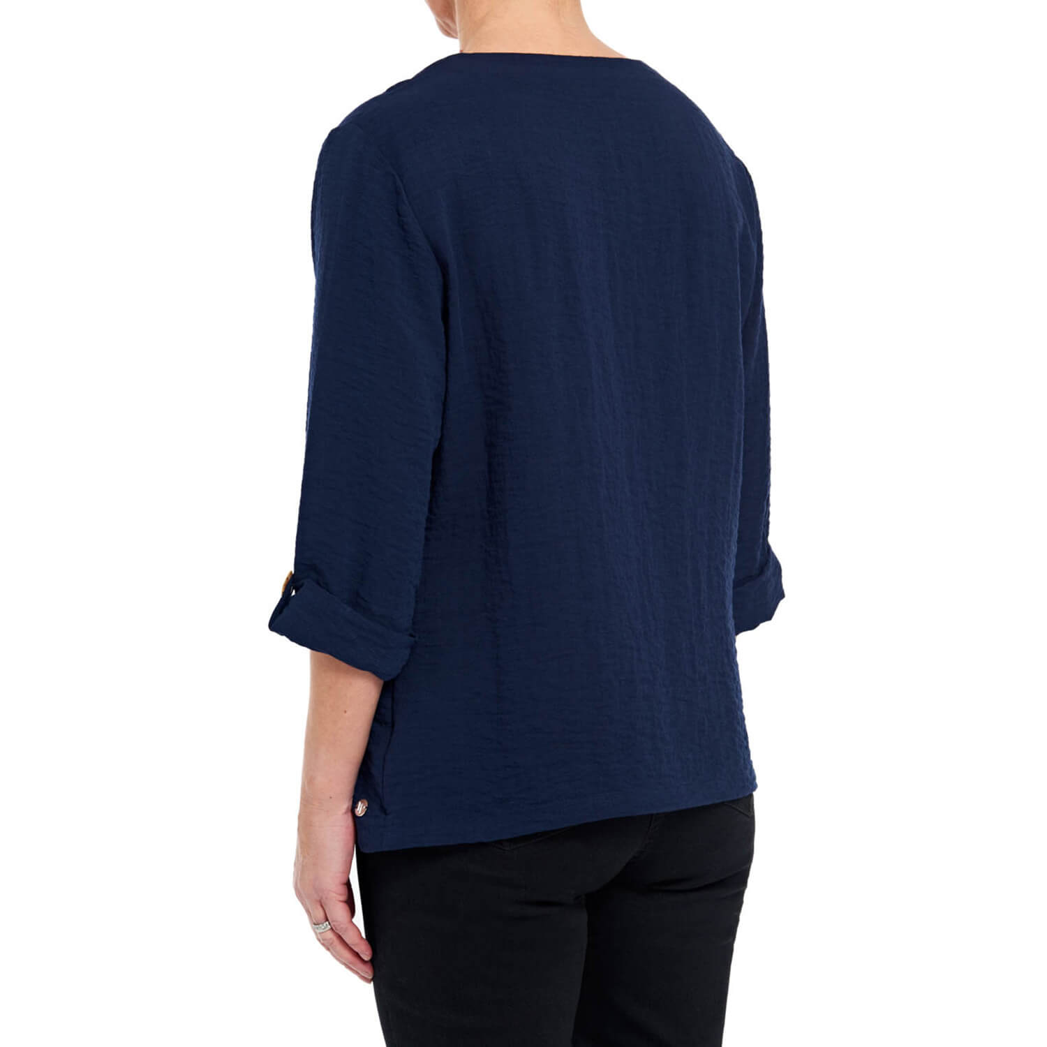 Penny Plain Asymmetric Hem Top - French Navy 4 Shaws Department Stores