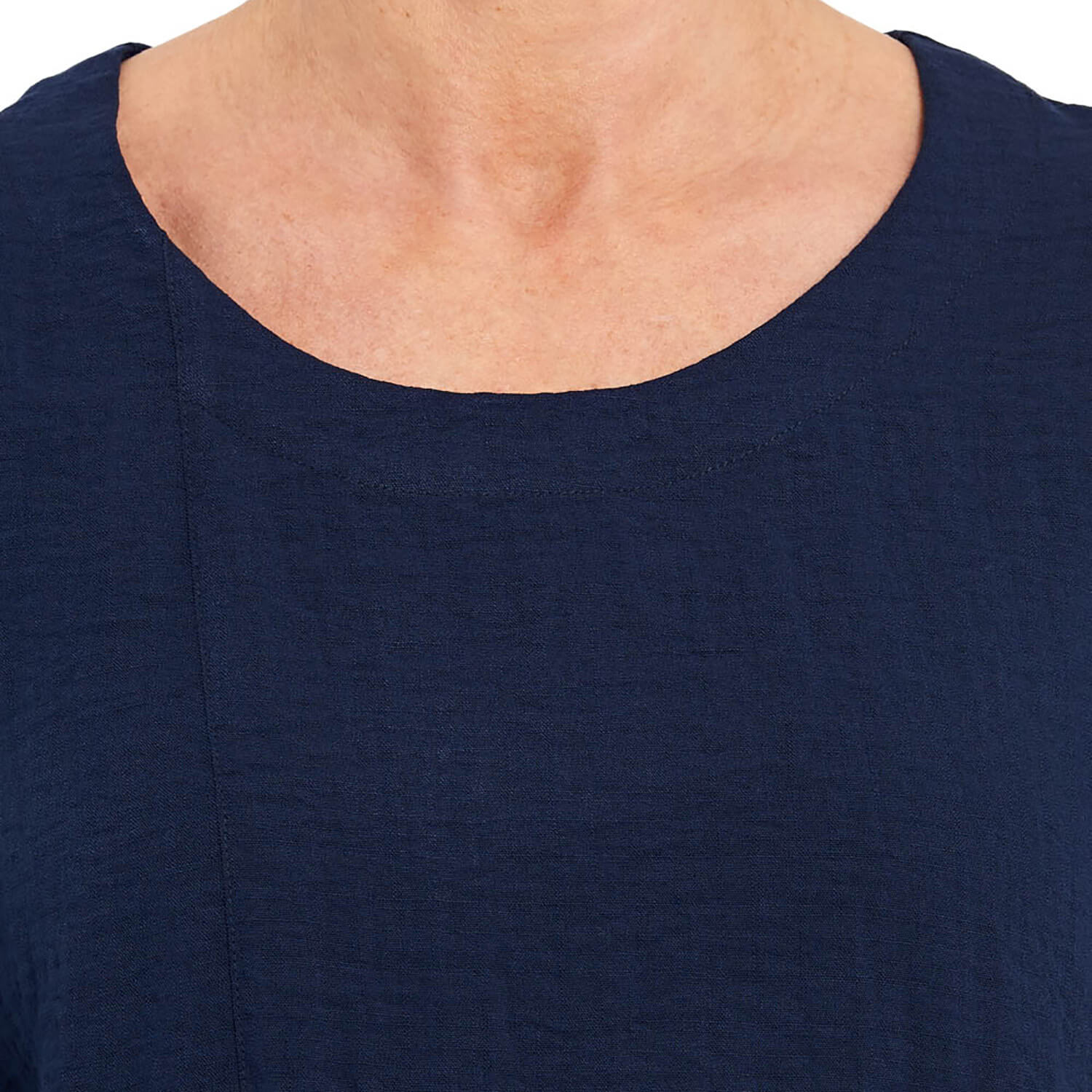 Penny Plain Asymmetric Hem Top - French Navy 3 Shaws Department Stores