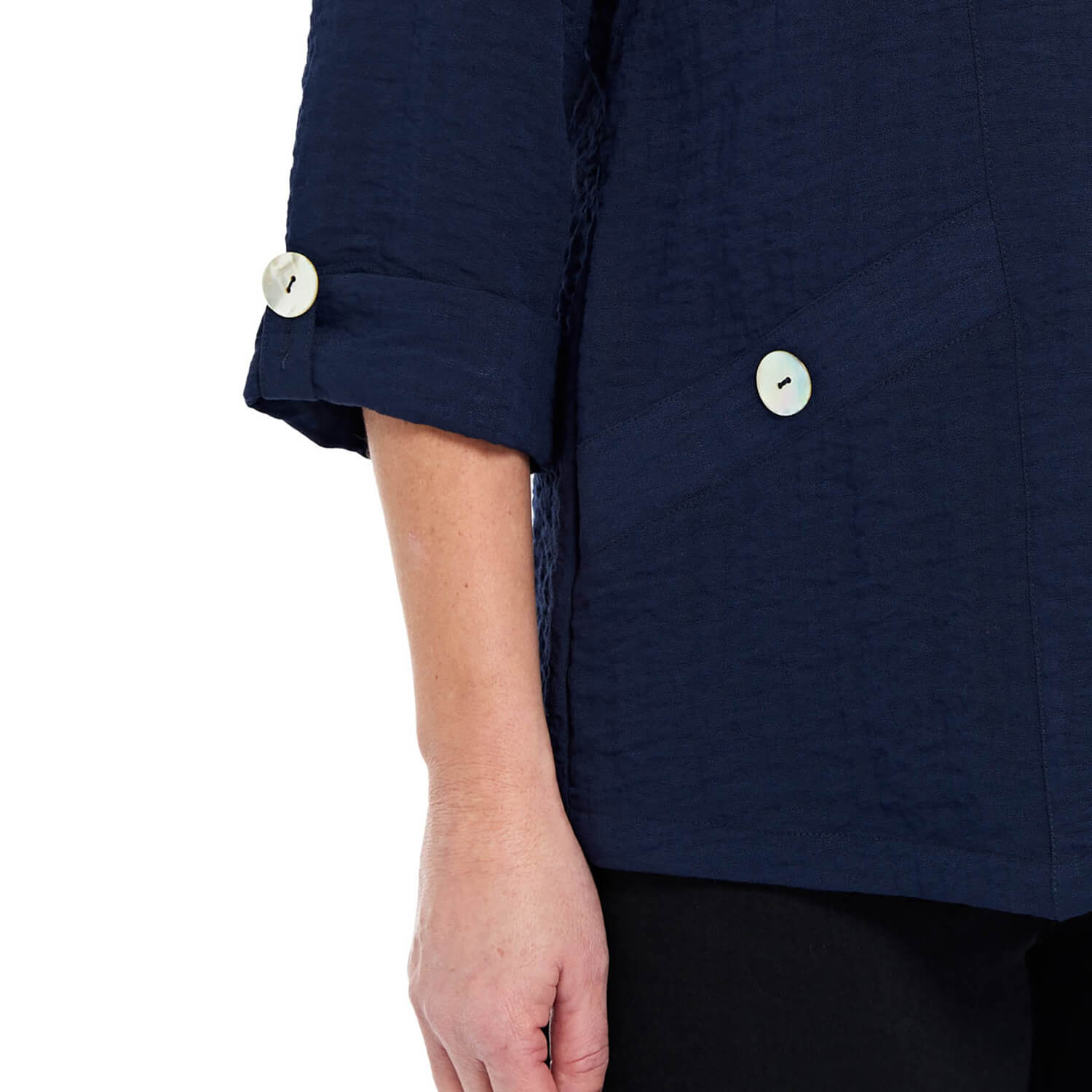 Penny Plain Asymmetric Hem Top - French Navy 5 Shaws Department Stores