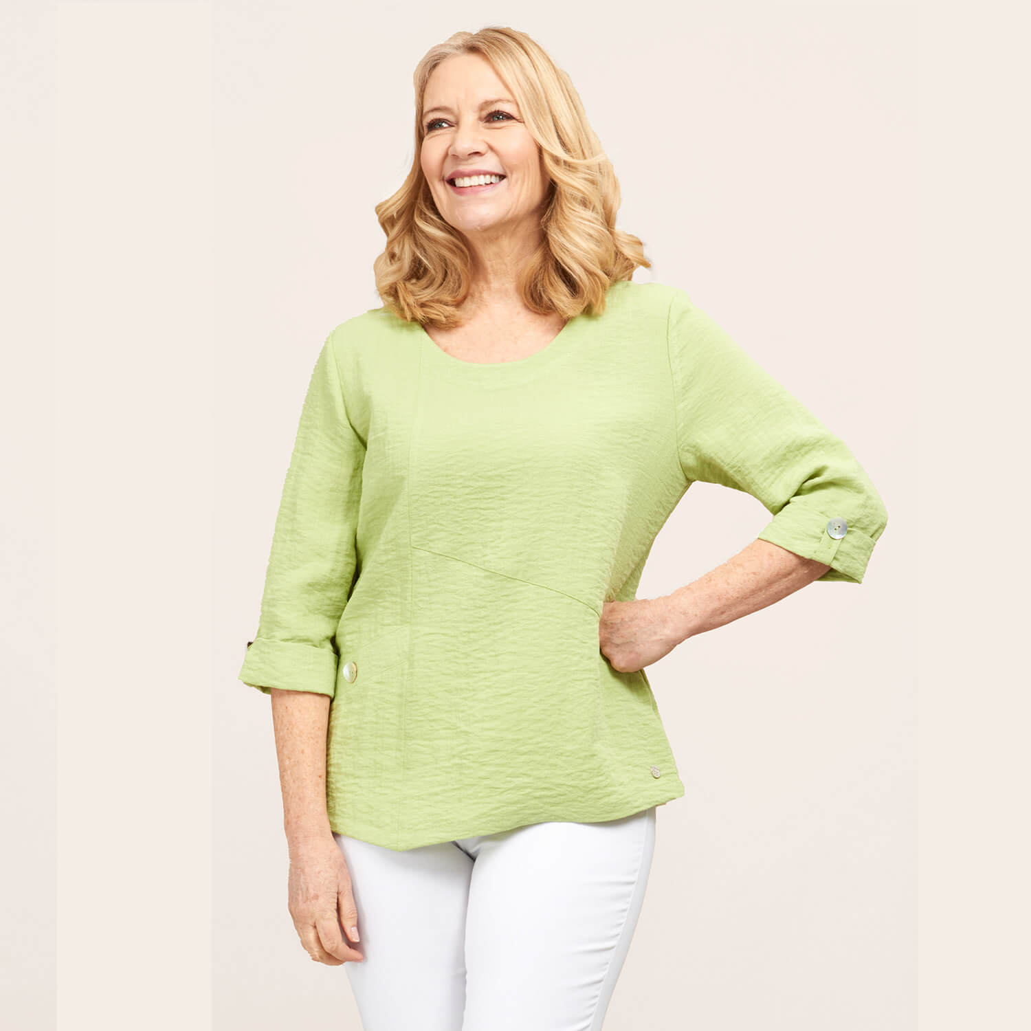 Penny Plain Asymmetric Hem Top - Pistachio 1 Shaws Department Stores