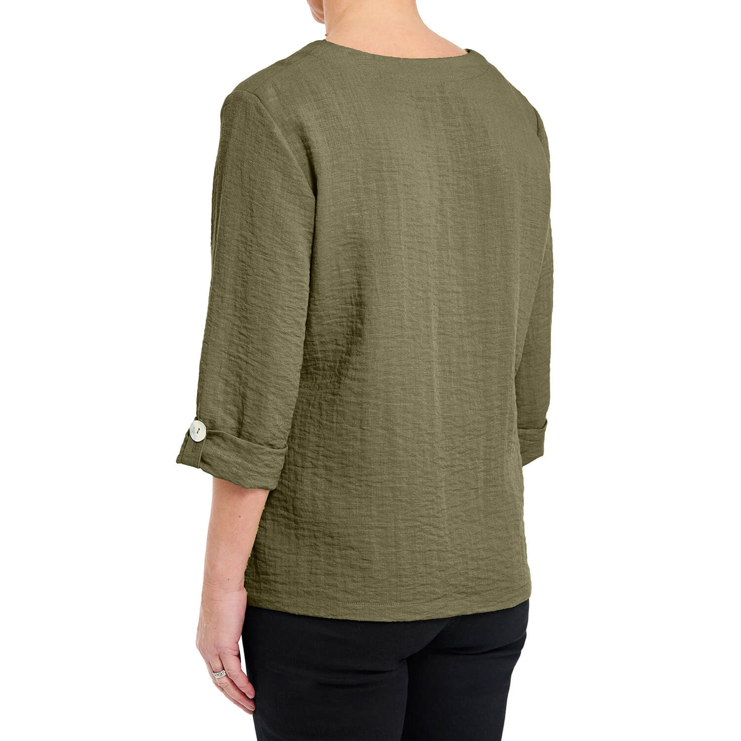 Penny Plain Asymmetric Hem Top - Sage 6 Shaws Department Stores