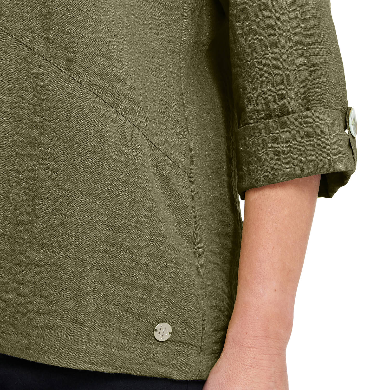 Penny Plain Asymmetric Hem Top - Sage 4 Shaws Department Stores