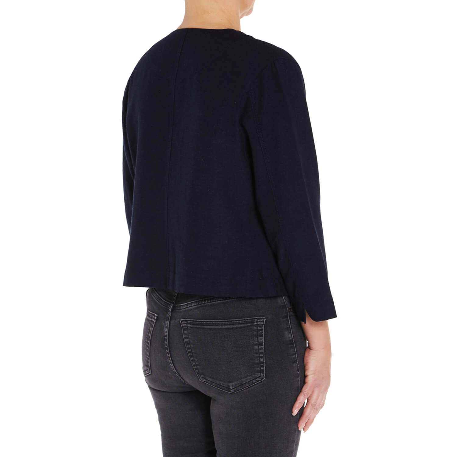 Penny Plain Crop Jacket - Navy 3 Shaws Department Stores