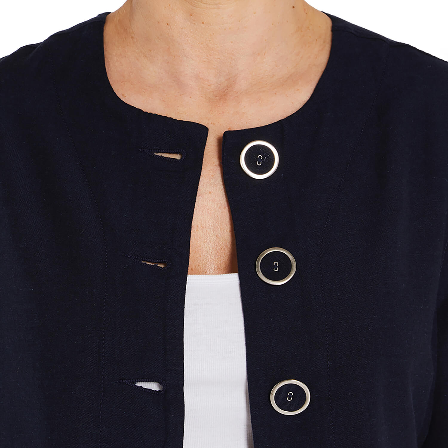 Penny Plain Crop Jacket - Navy 2 Shaws Department Stores