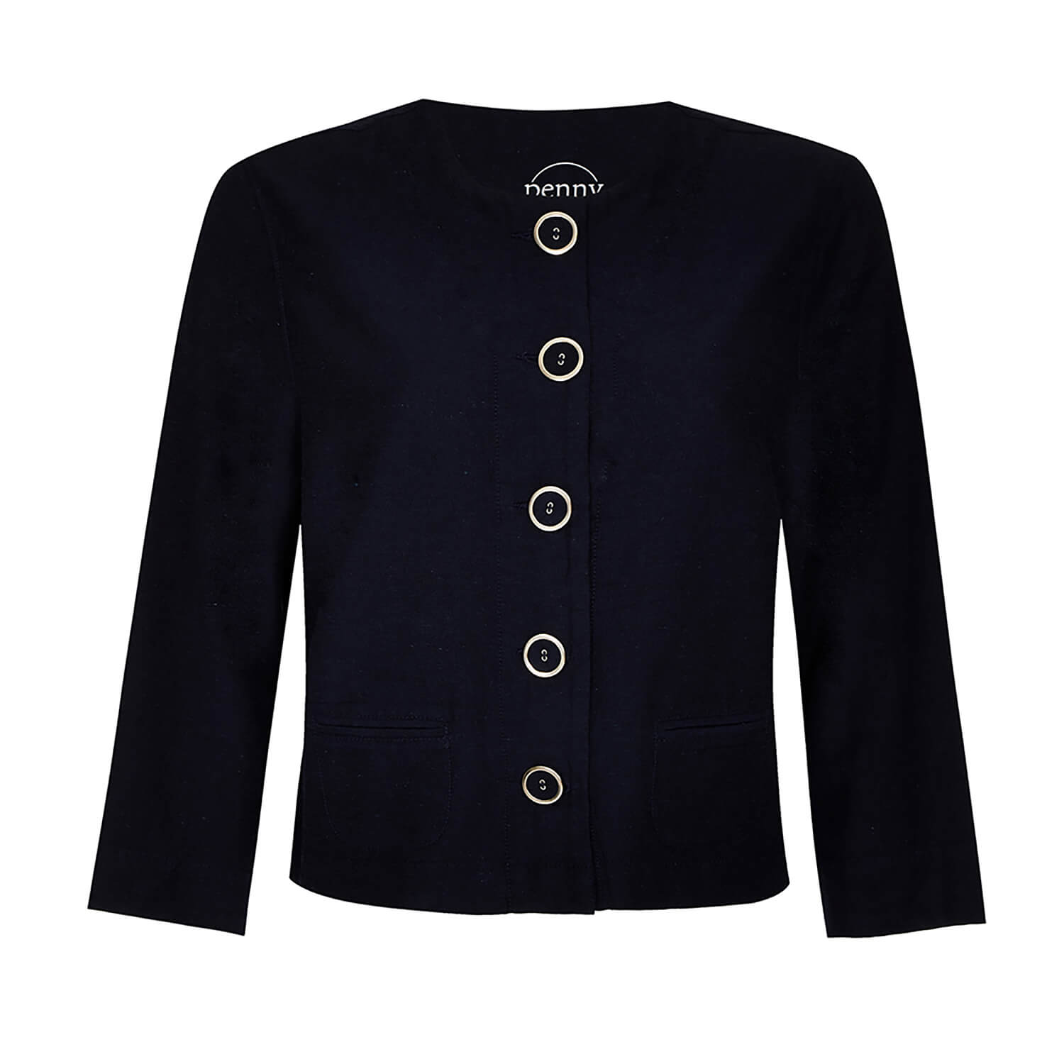 Penny Plain Crop Jacket - Navy 4 Shaws Department Stores