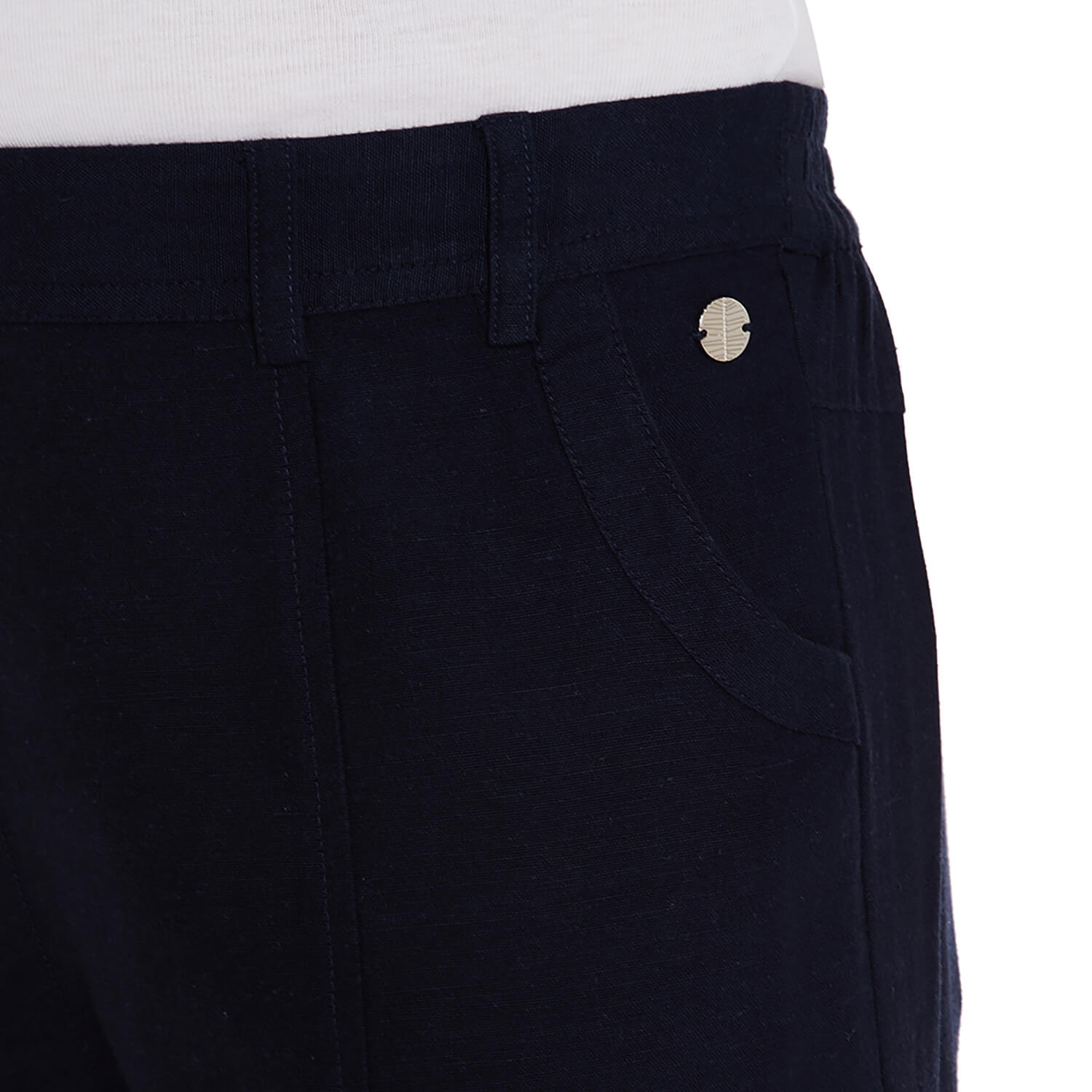 Penny Plain Linen Blend Cropped Trousers - Navy 5 Shaws Department Stores