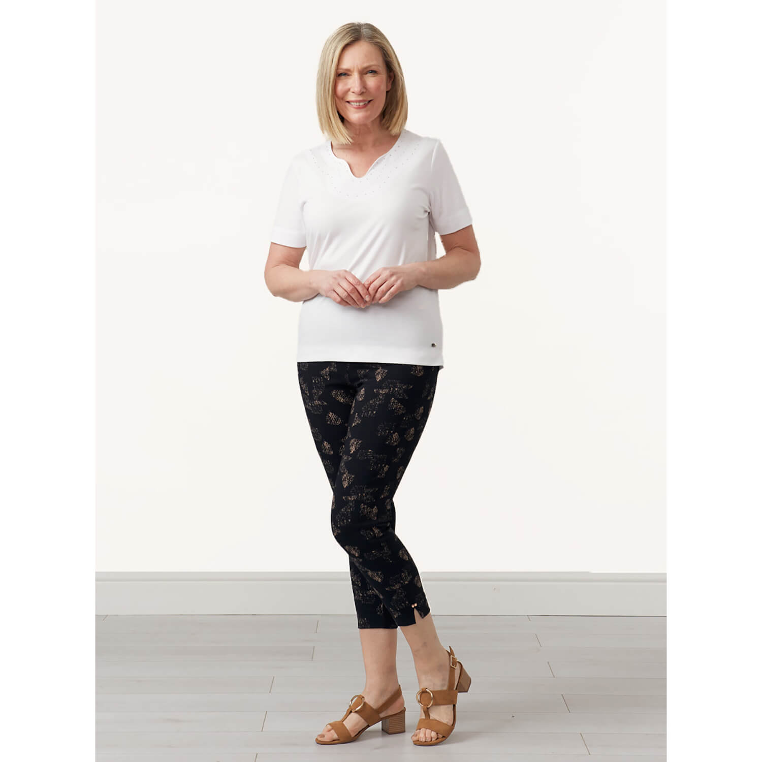 White Bengaline Cropped Trousers