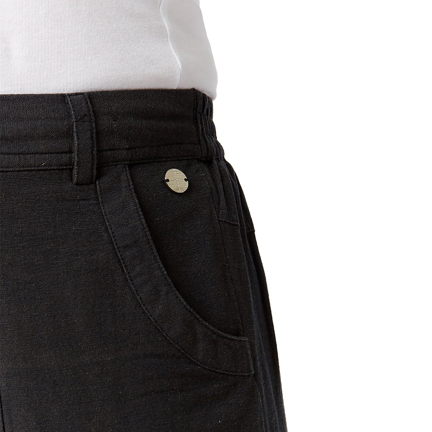 Penny Plain Linen Blend Cropped Trousers - Charcoal 5 Shaws Department Stores