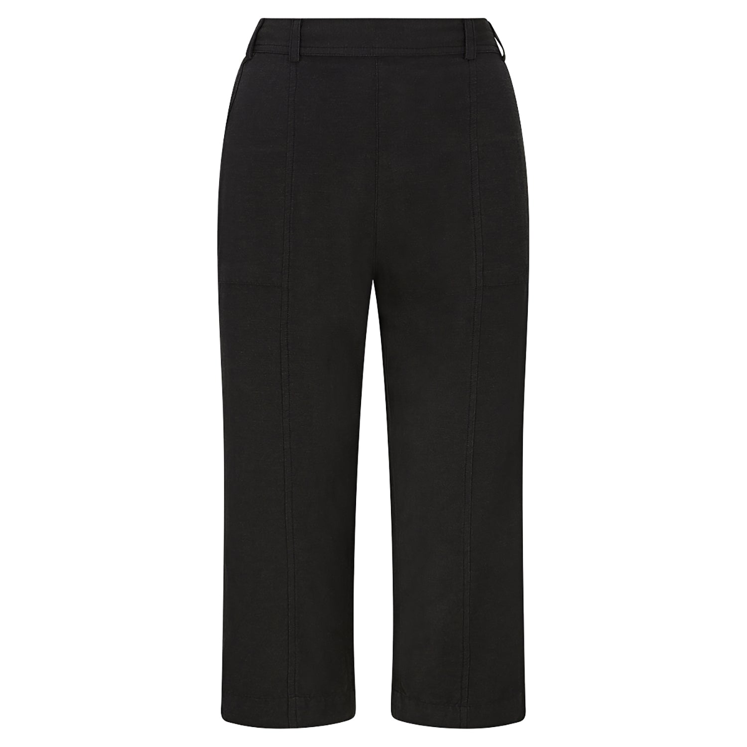Penny Plain Linen Blend Cropped Trousers - Charcoal 2 Shaws Department Stores