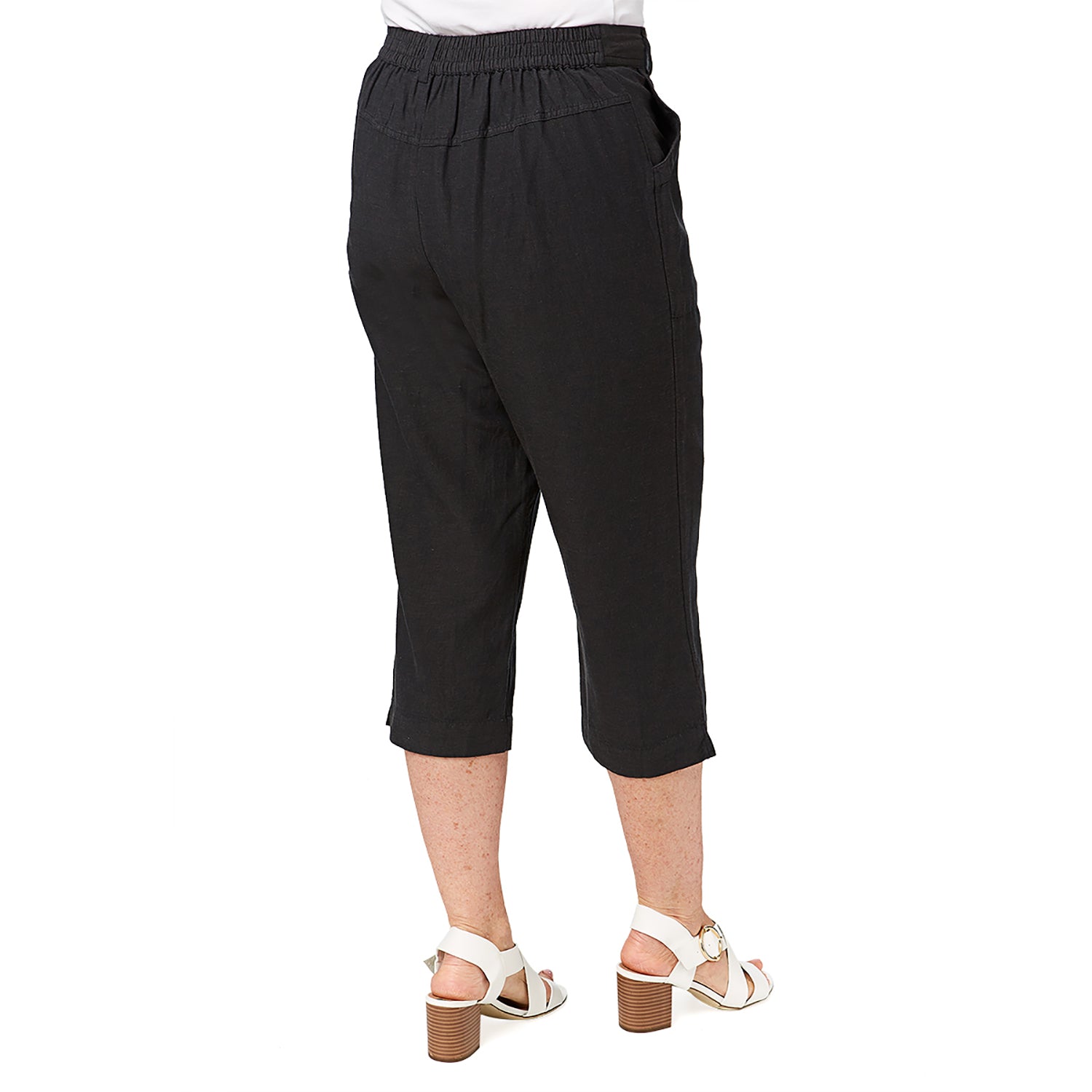 Penny Plain Linen Blend Cropped Trousers - Charcoal 4 Shaws Department Stores